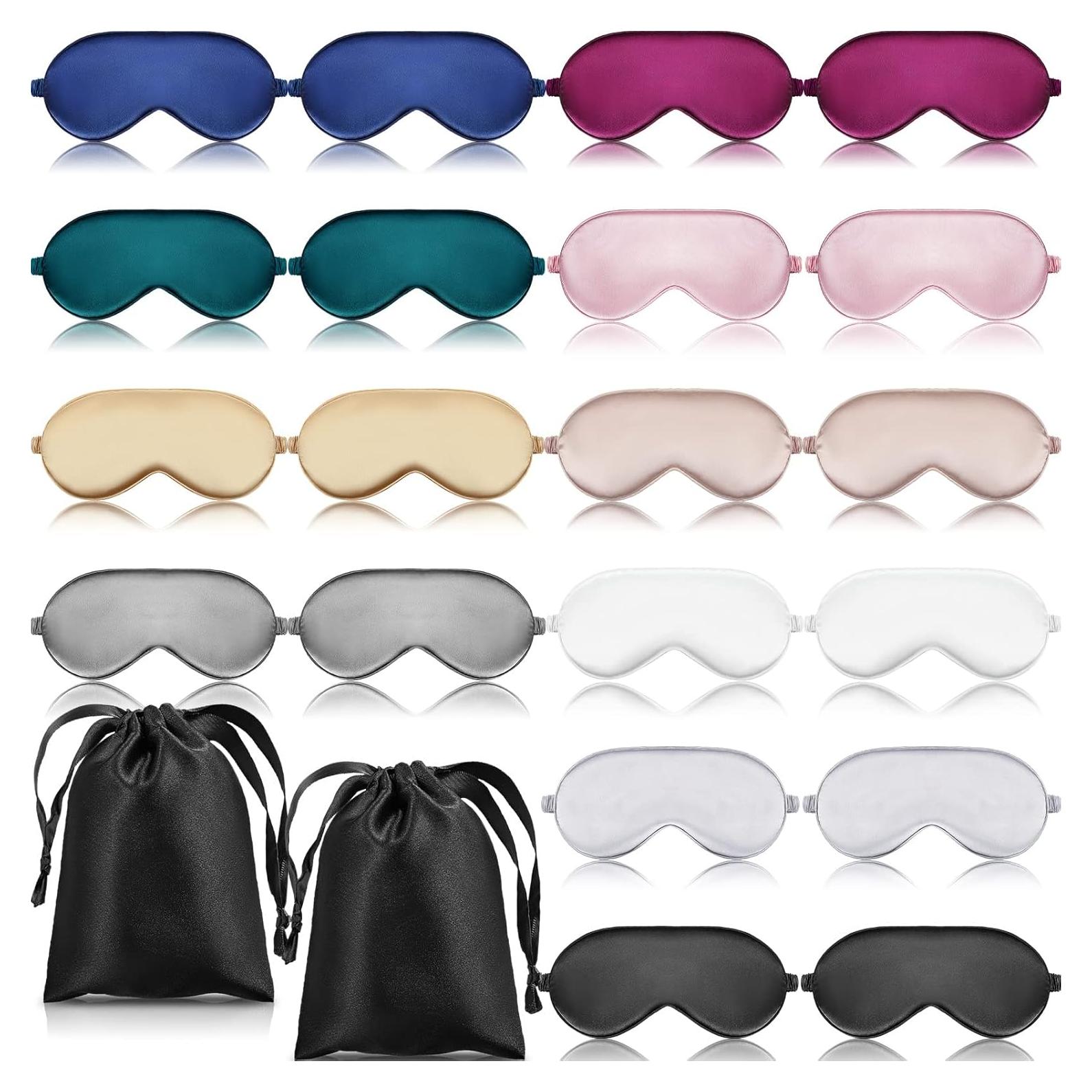 20 Piezas Máscaras de Sueño de Seda Multicolor con Correa Elástica
