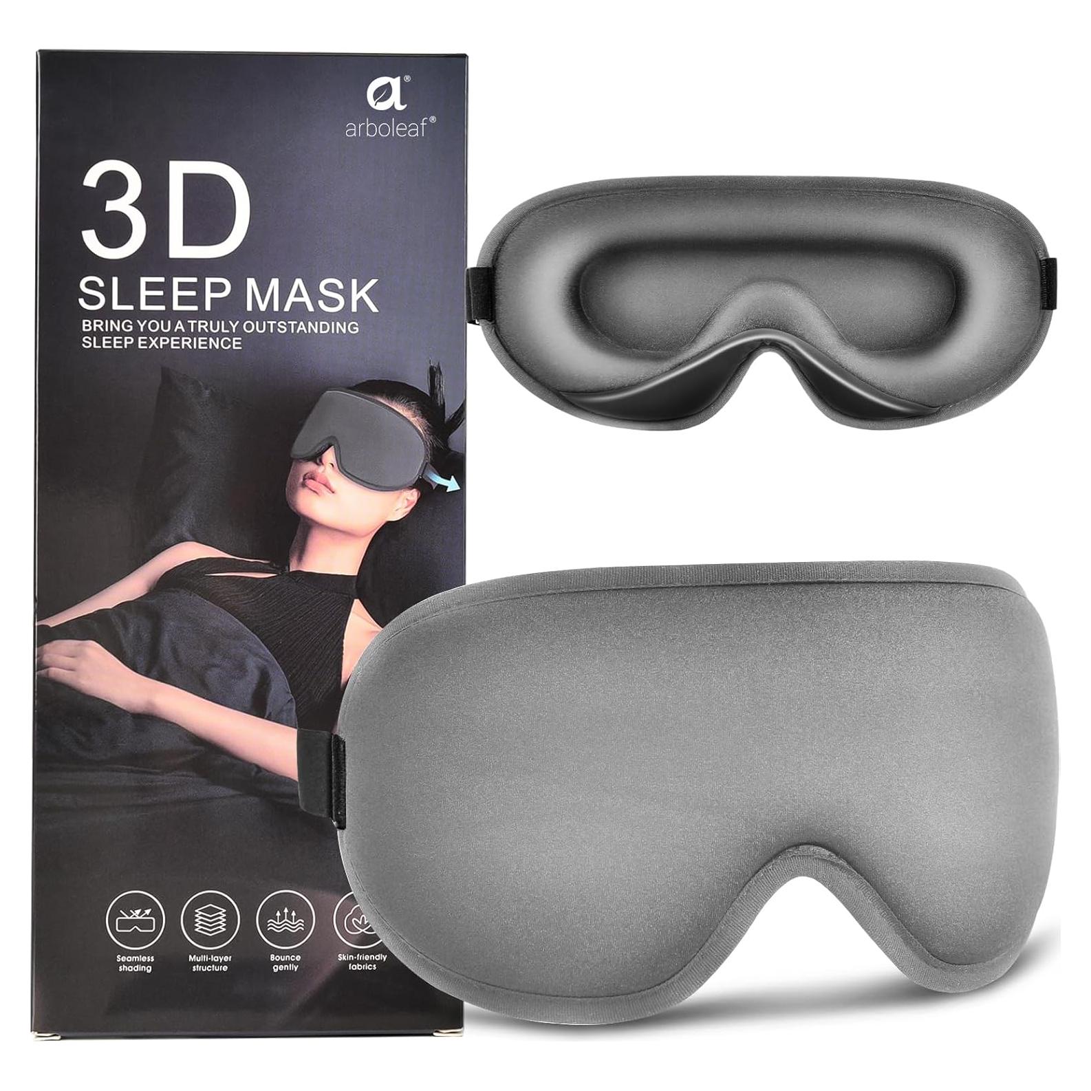 Máscara de Sueño Arboleaf 3D Ajustable Negra para Ojos