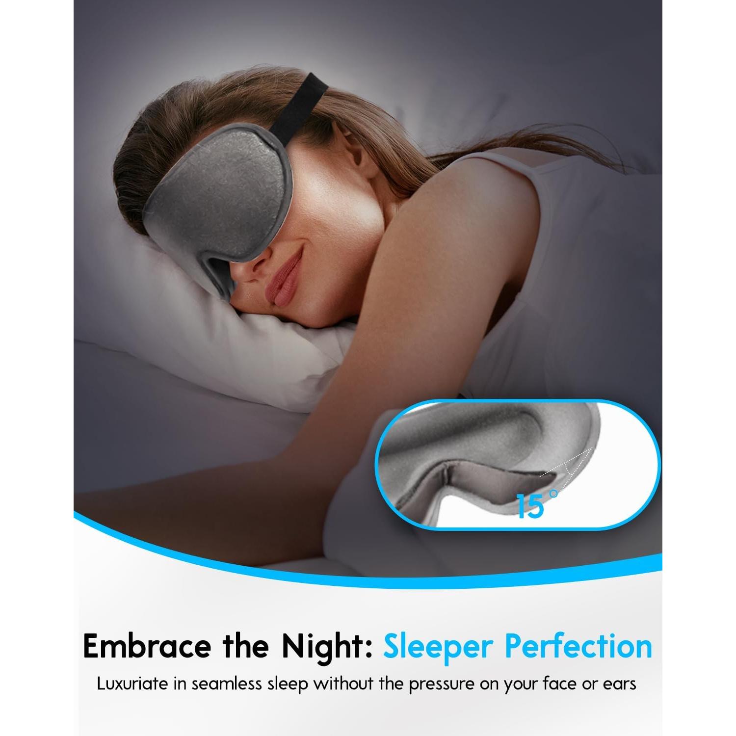 Máscara de Sueño Arboleaf 3D Ajustable Negra para Ojos