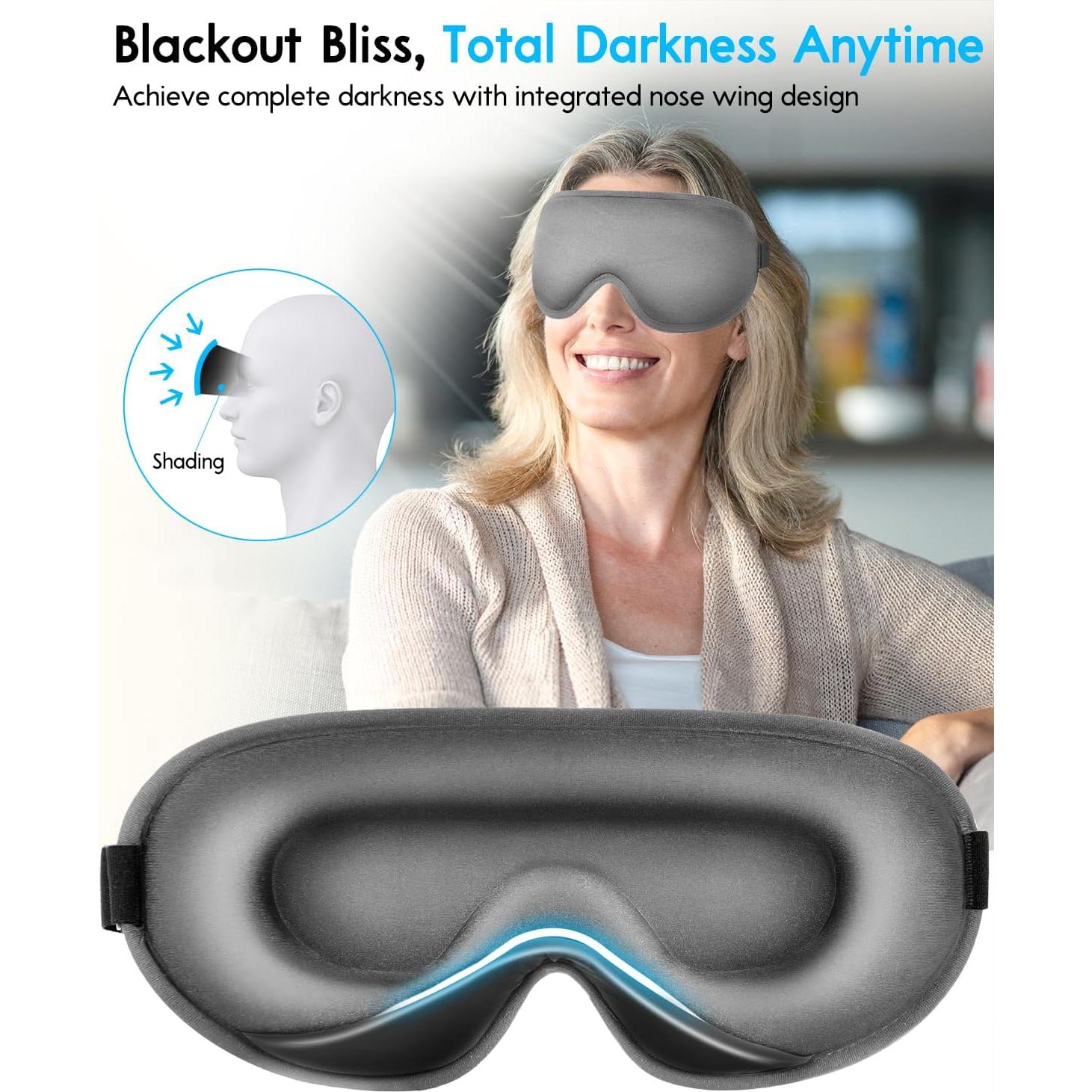 Máscara de Sueño Arboleaf 3D Ajustable Negra para Ojos