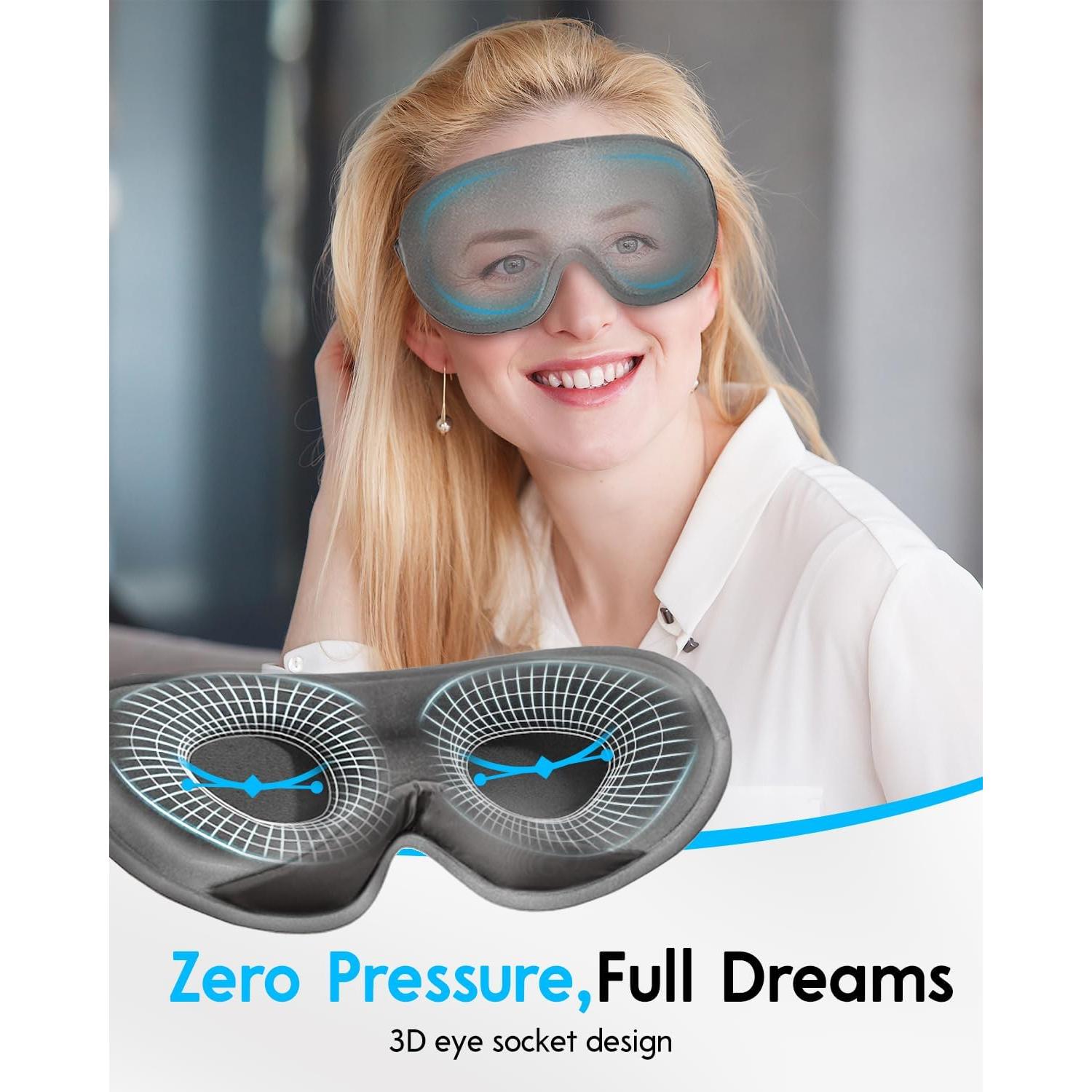 Máscara de Sueño Arboleaf 3D Ajustable Negra para Ojos