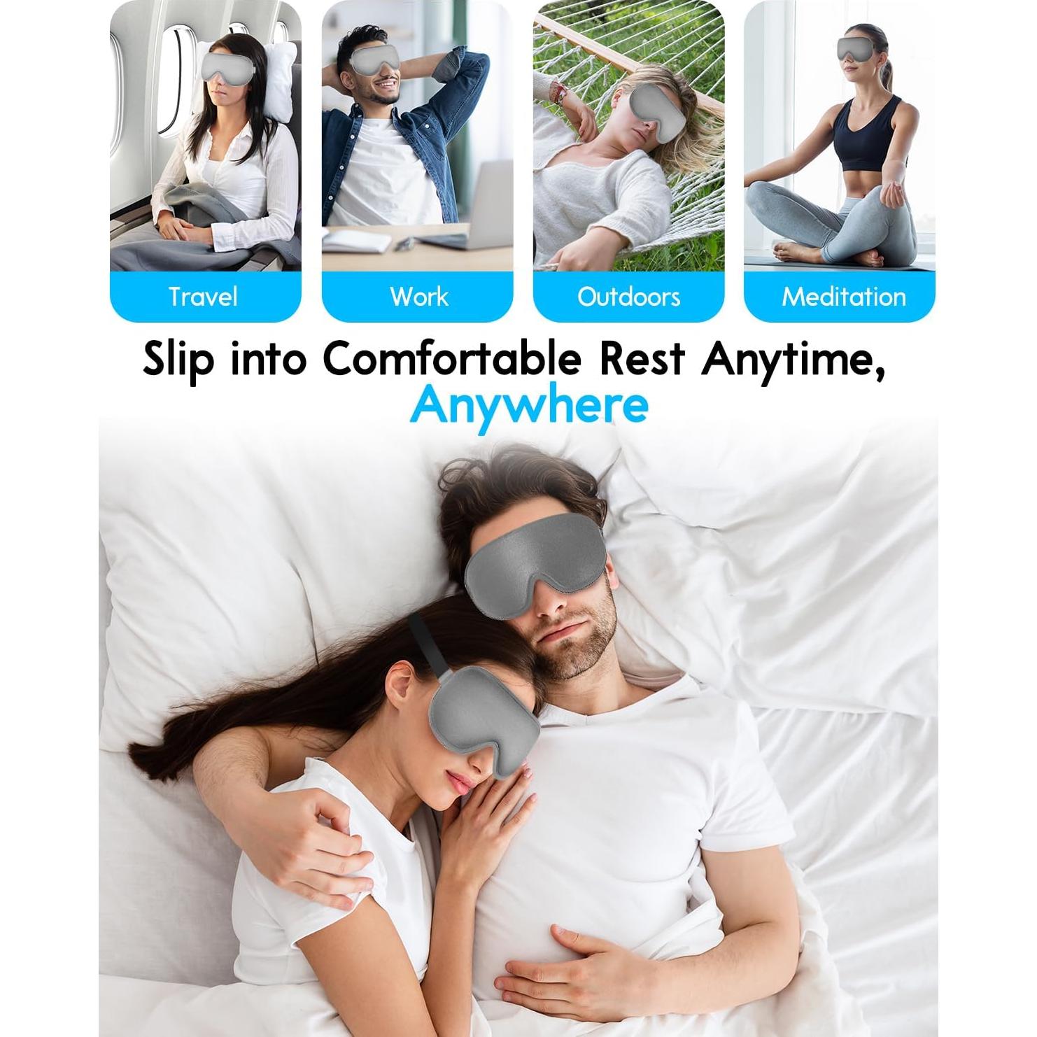 Máscara de Sueño Arboleaf 3D Ajustable Negra para Ojos