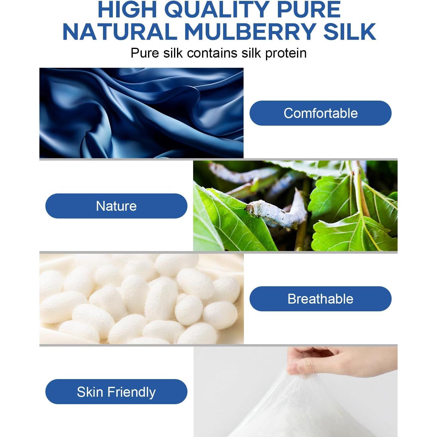 Máscara de Sueño de Seda Zinpaza Ajustable Azul Marino