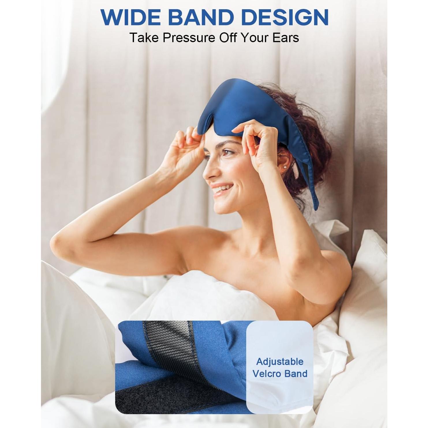 Máscara de Sueño de Seda Zinpaza Ajustable Azul Marino