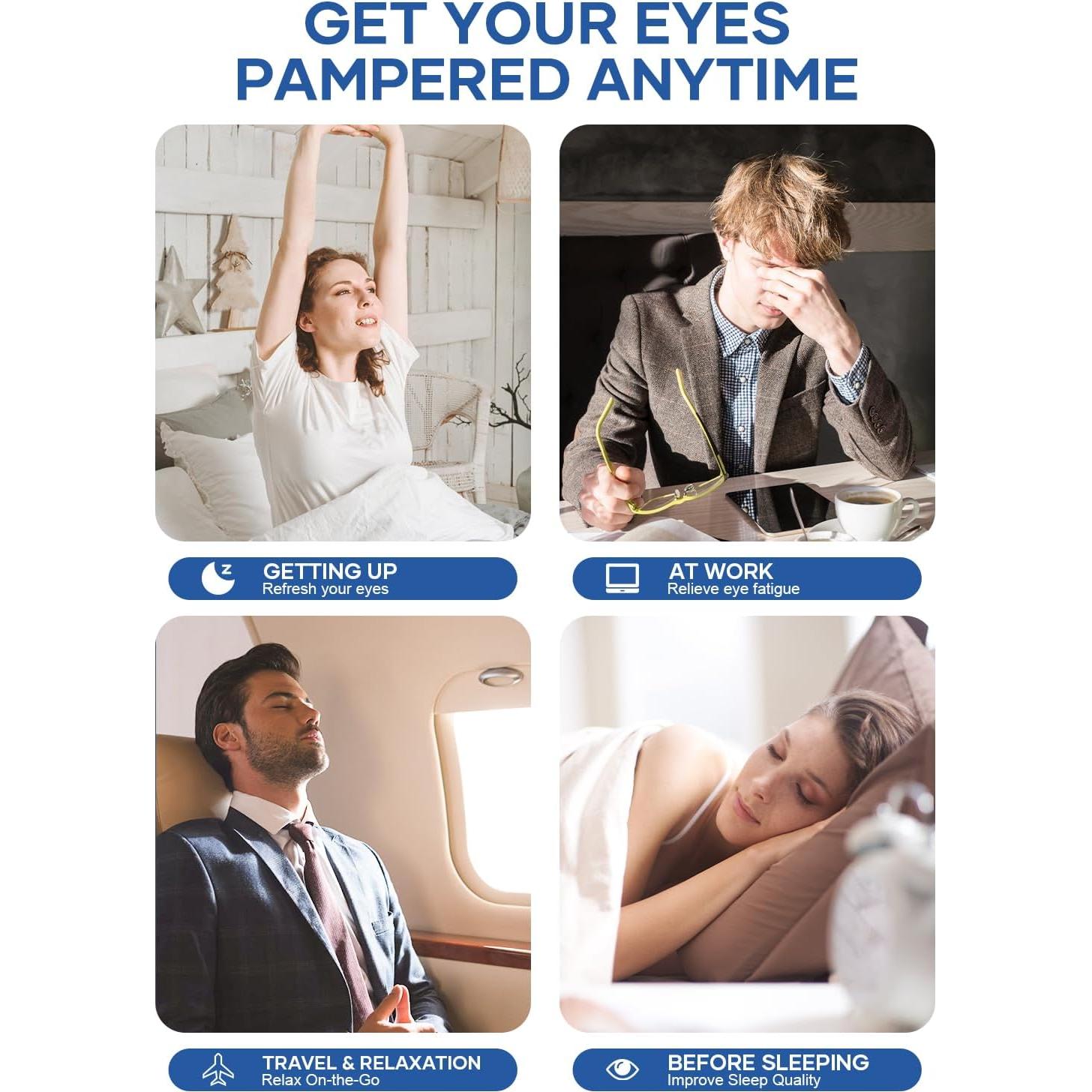 Máscara de Sueño de Seda Zinpaza Ajustable Azul Marino