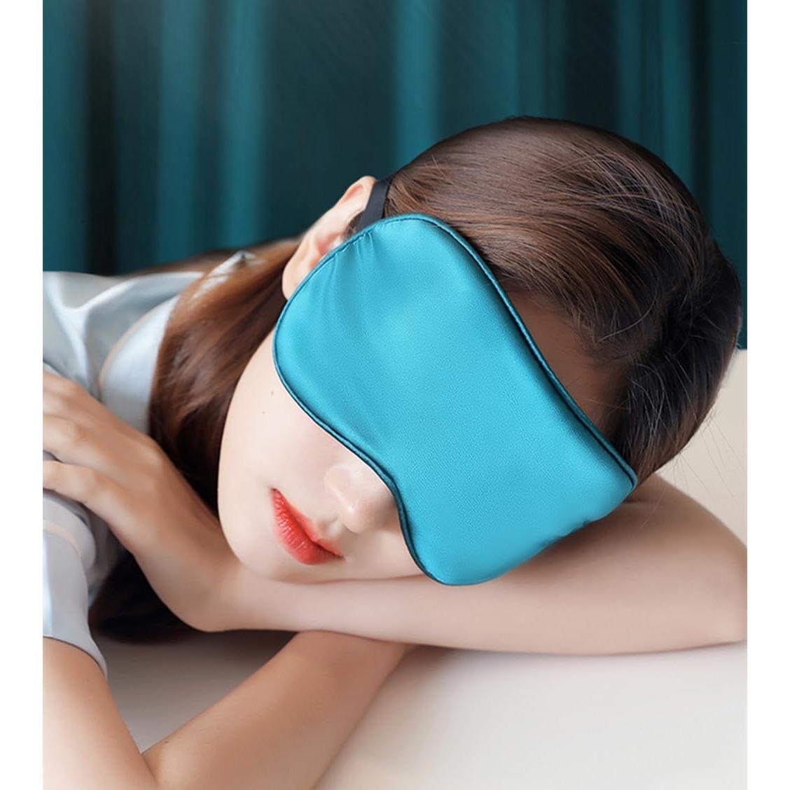 Máscara para dormir de seda Bodbop ajustable azul 20x10 cm