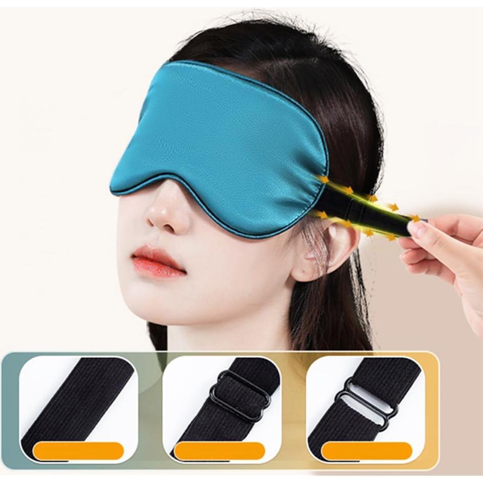 Máscara para dormir de seda Bodbop ajustable azul 20x10 cm
