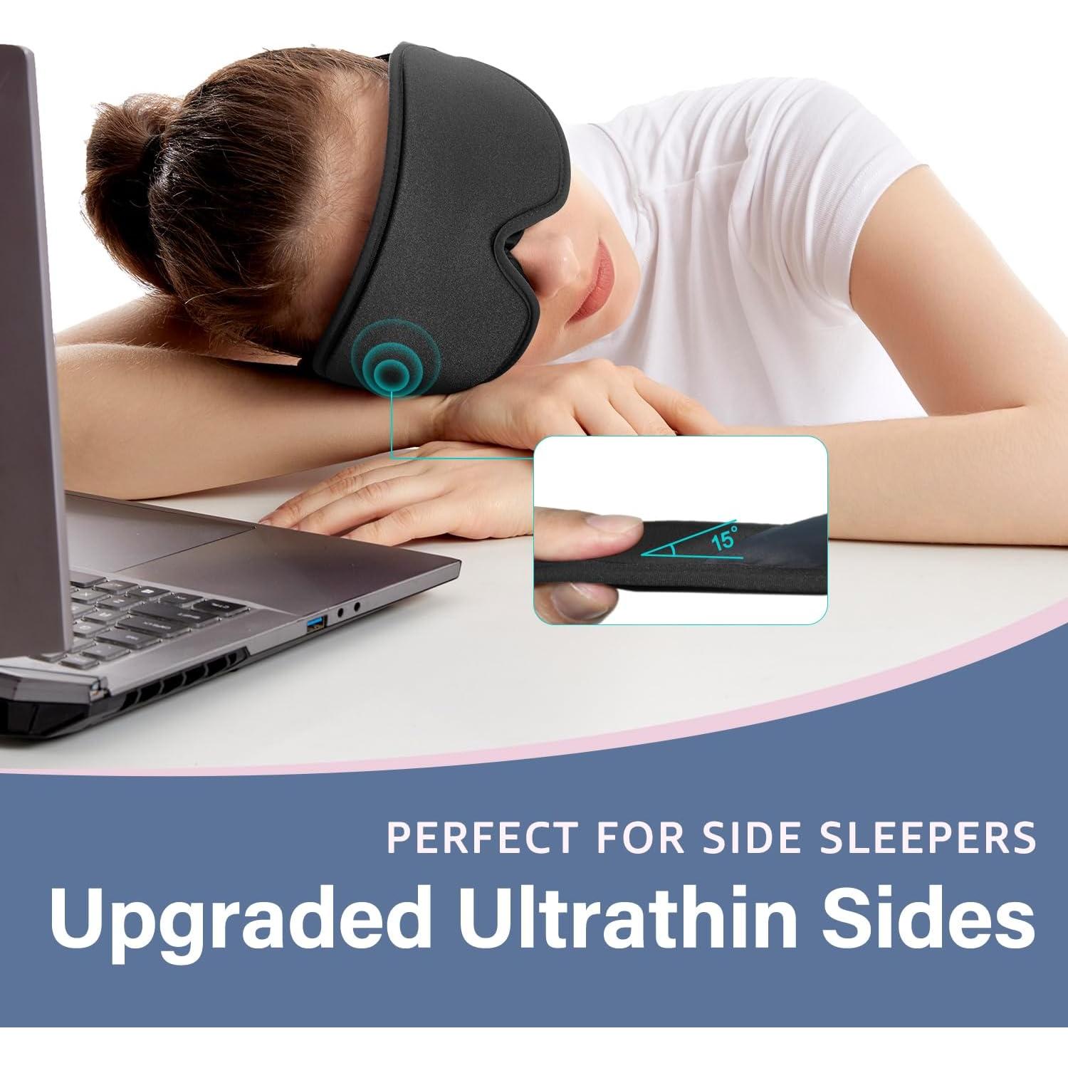 Máscara de Sueño HiRui 3D Ajustable para Bloquear Luz - Negro