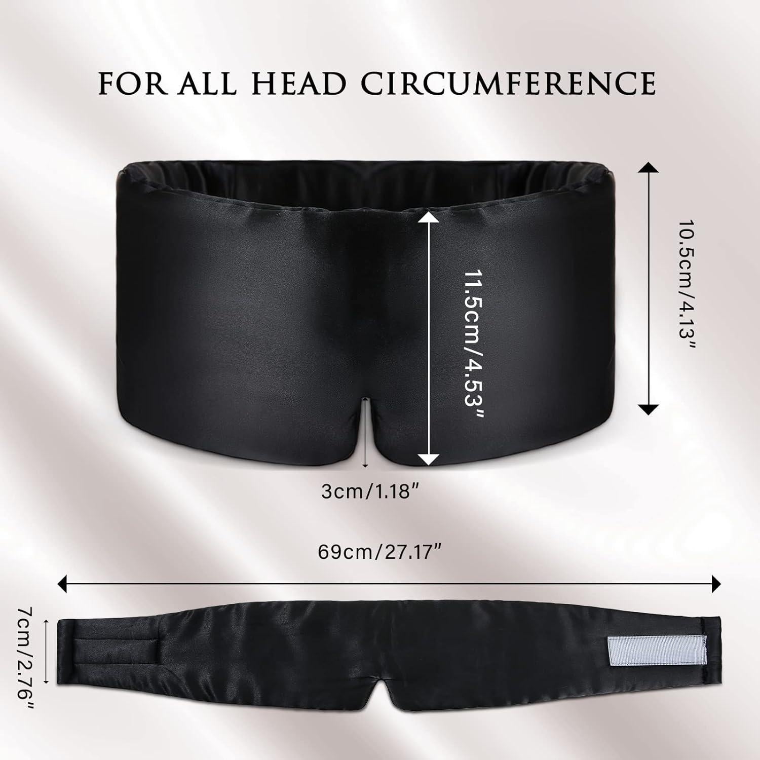 Máscara de Sueño de Seda de Morera DAISYSILK - Ajustable, Negro