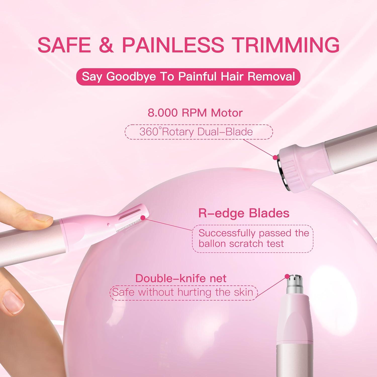 Recortador de Vello Facial 3en1 HEBECA Rosa Recargable