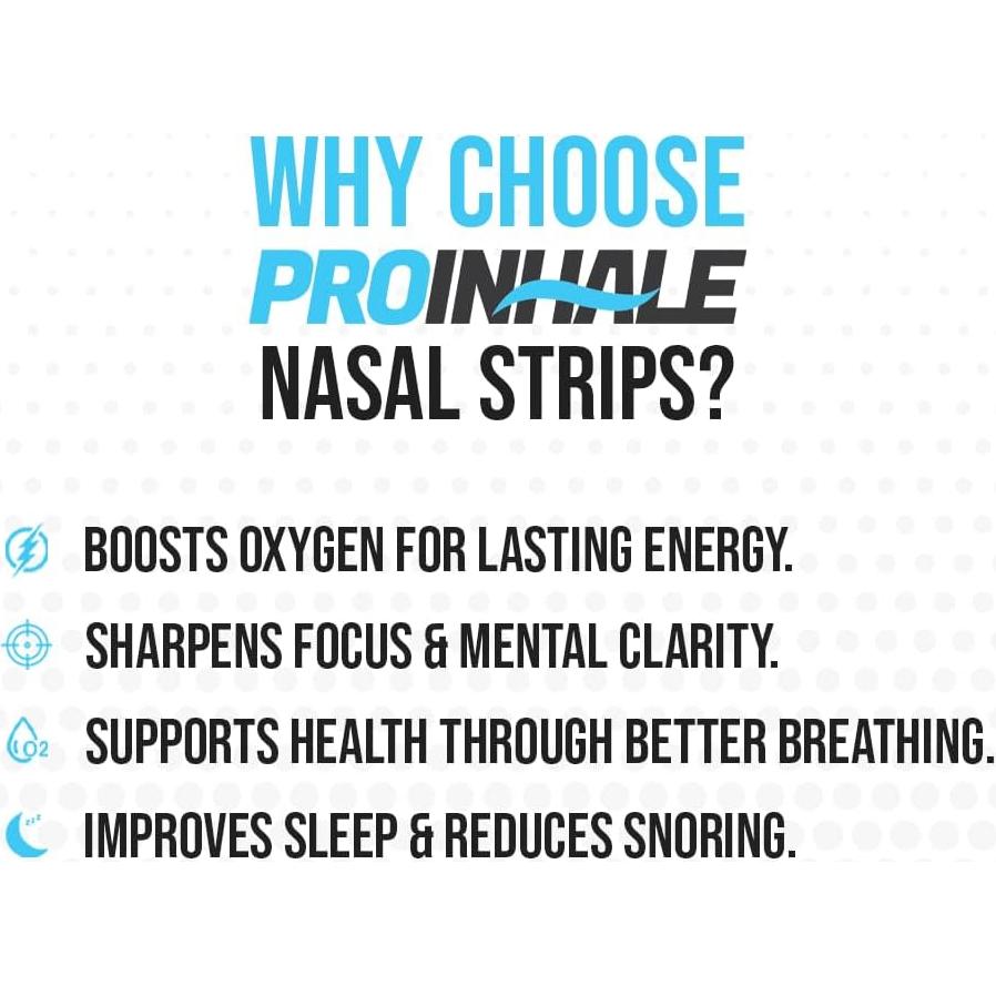 Tiras Nasales Atléticas ProInhale™ - 60 Tiras Flexibles