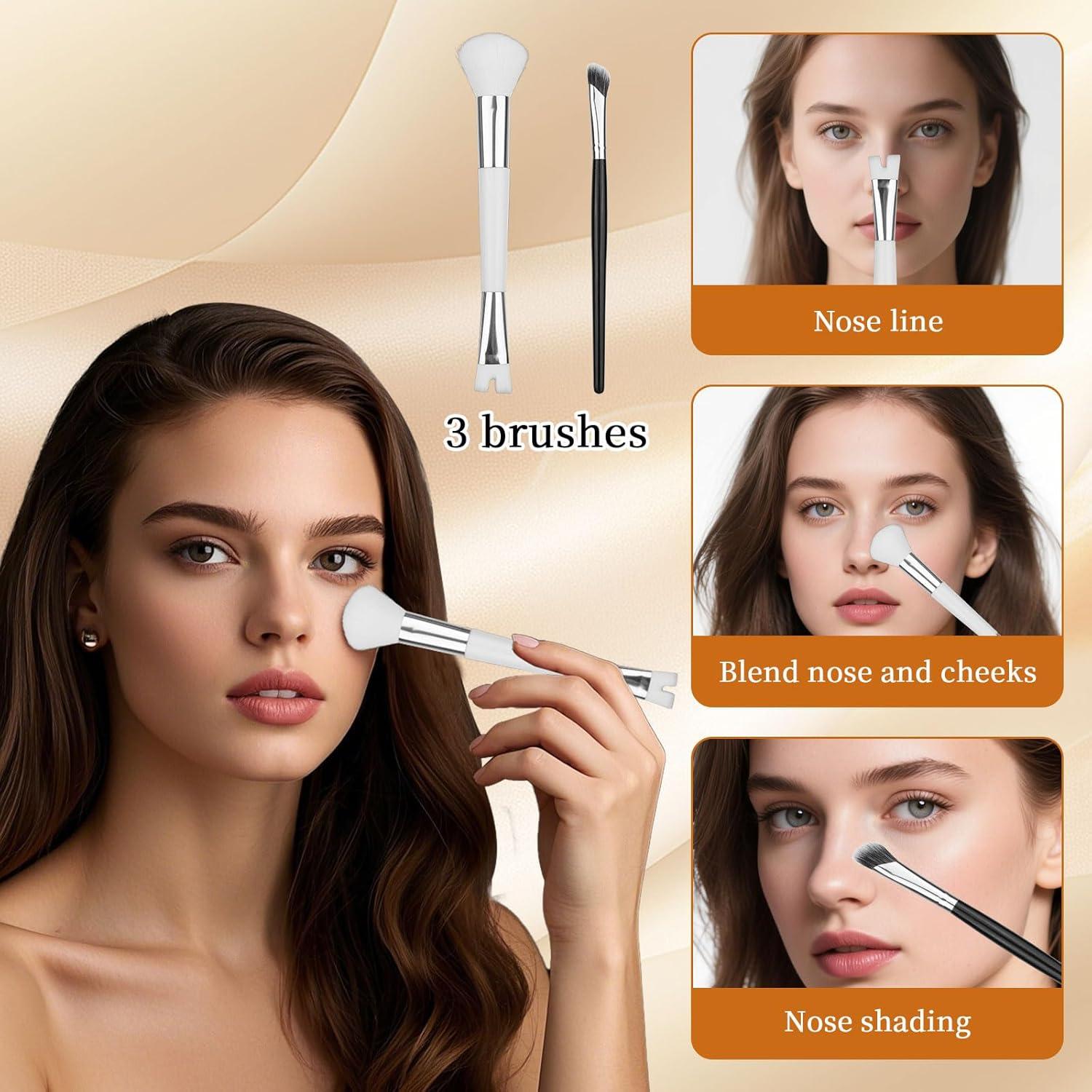 Juego de 2 Brochas para Contorno de Nariz BOXOB 17.5 cm