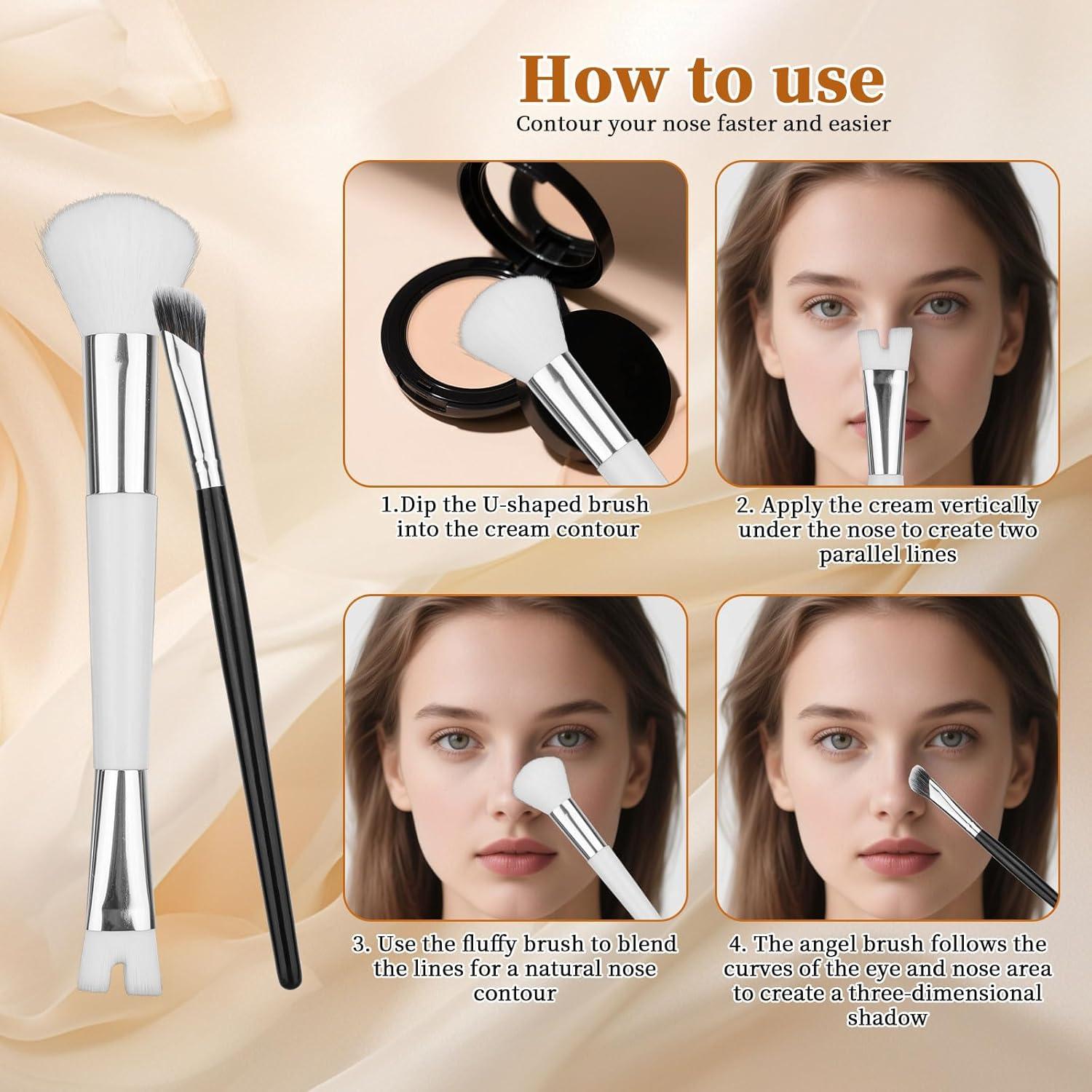 Juego de 2 Brochas para Contorno de Nariz BOXOB 17.5 cm