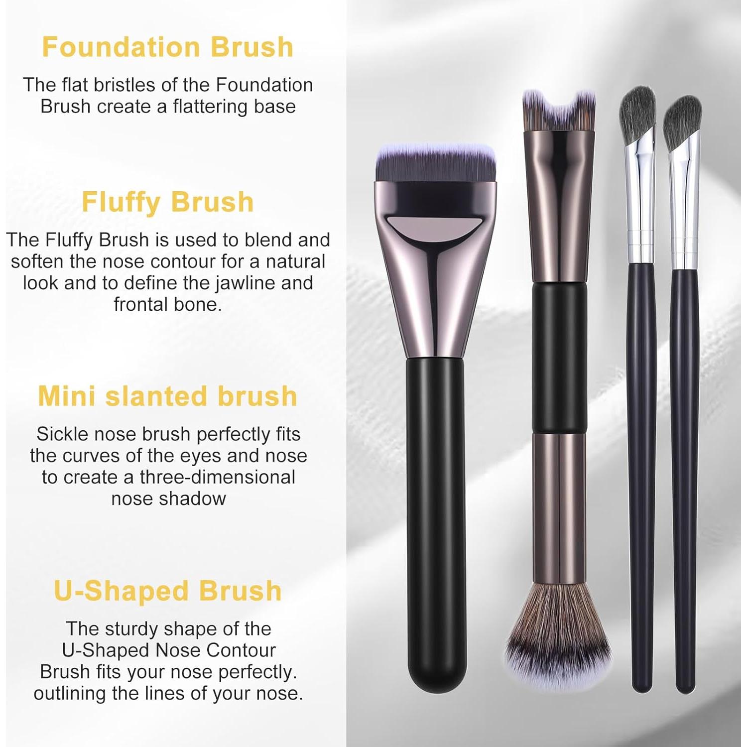 Set de Brochas para Contorno de Nariz MBAIYO 4Pcs en Forma de U