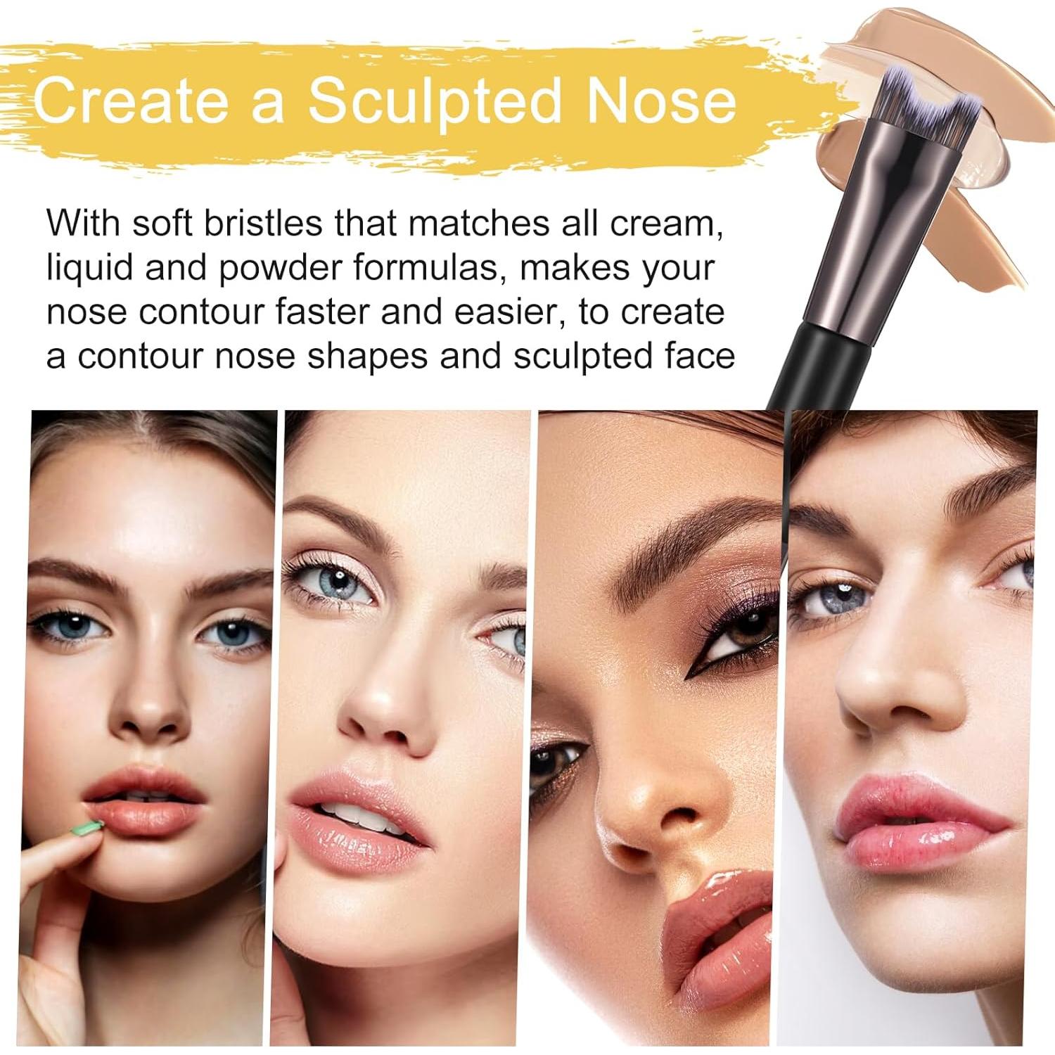 Set de Brochas para Contorno de Nariz MBAIYO 4Pcs en Forma de U