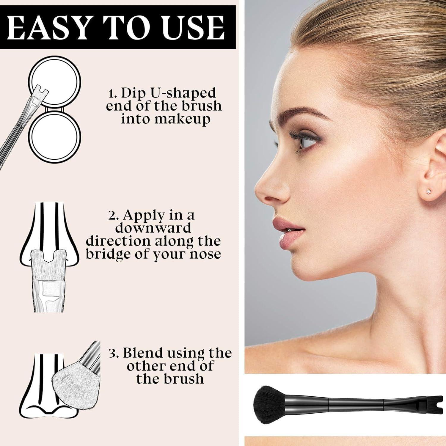 Brocha de Maquillaje LuxoCare 2 en 1 para Contorno de Nariz