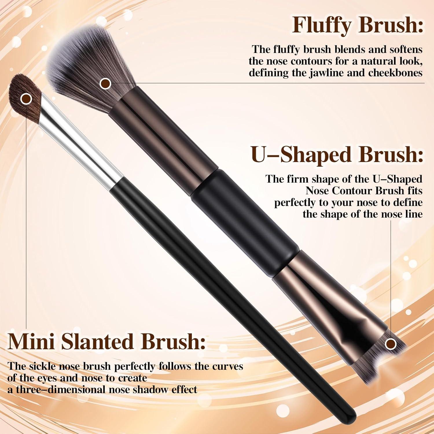 Set de 3 Pinceles de Contorno de Nariz YBEATY 2-en-1