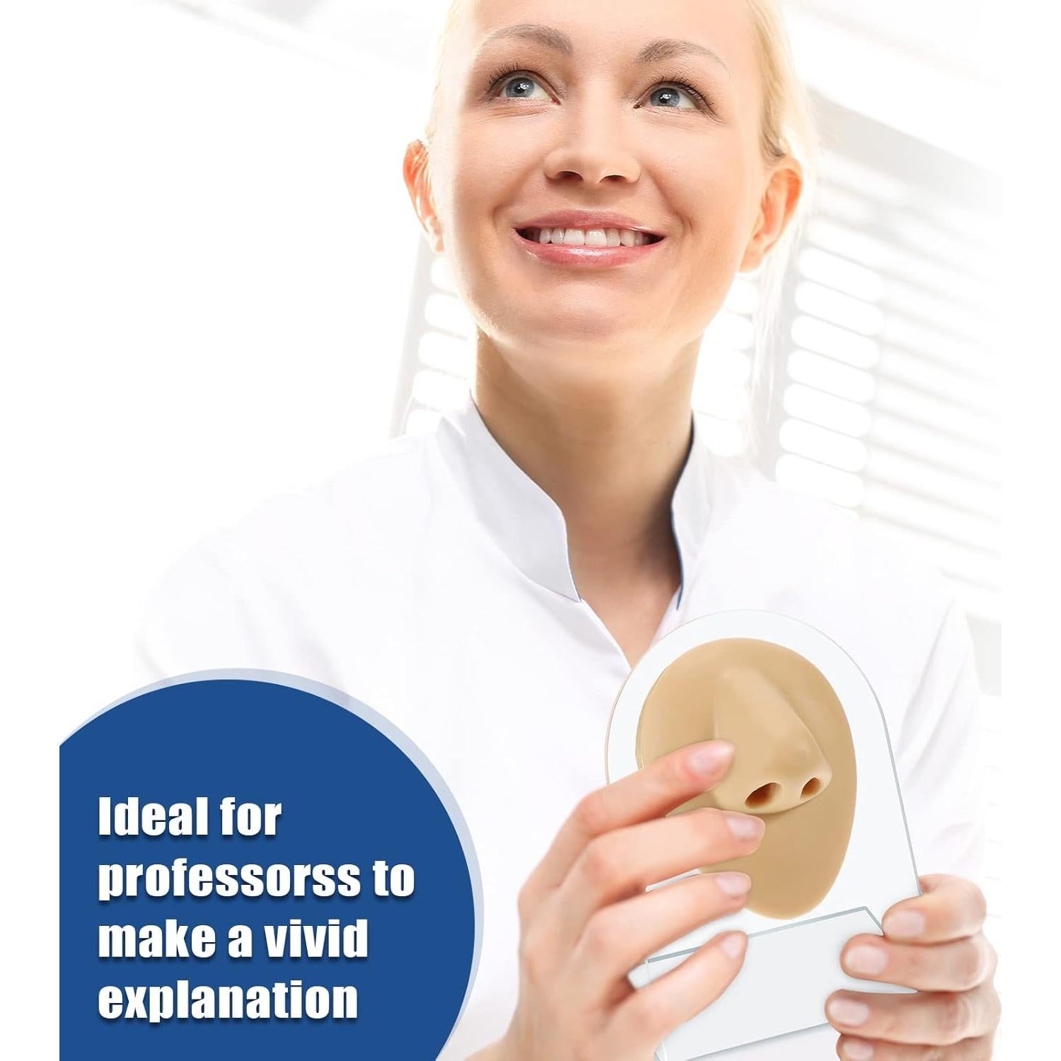 2 Piezas Nariz de Silicona Realista con Soporte Acrílico