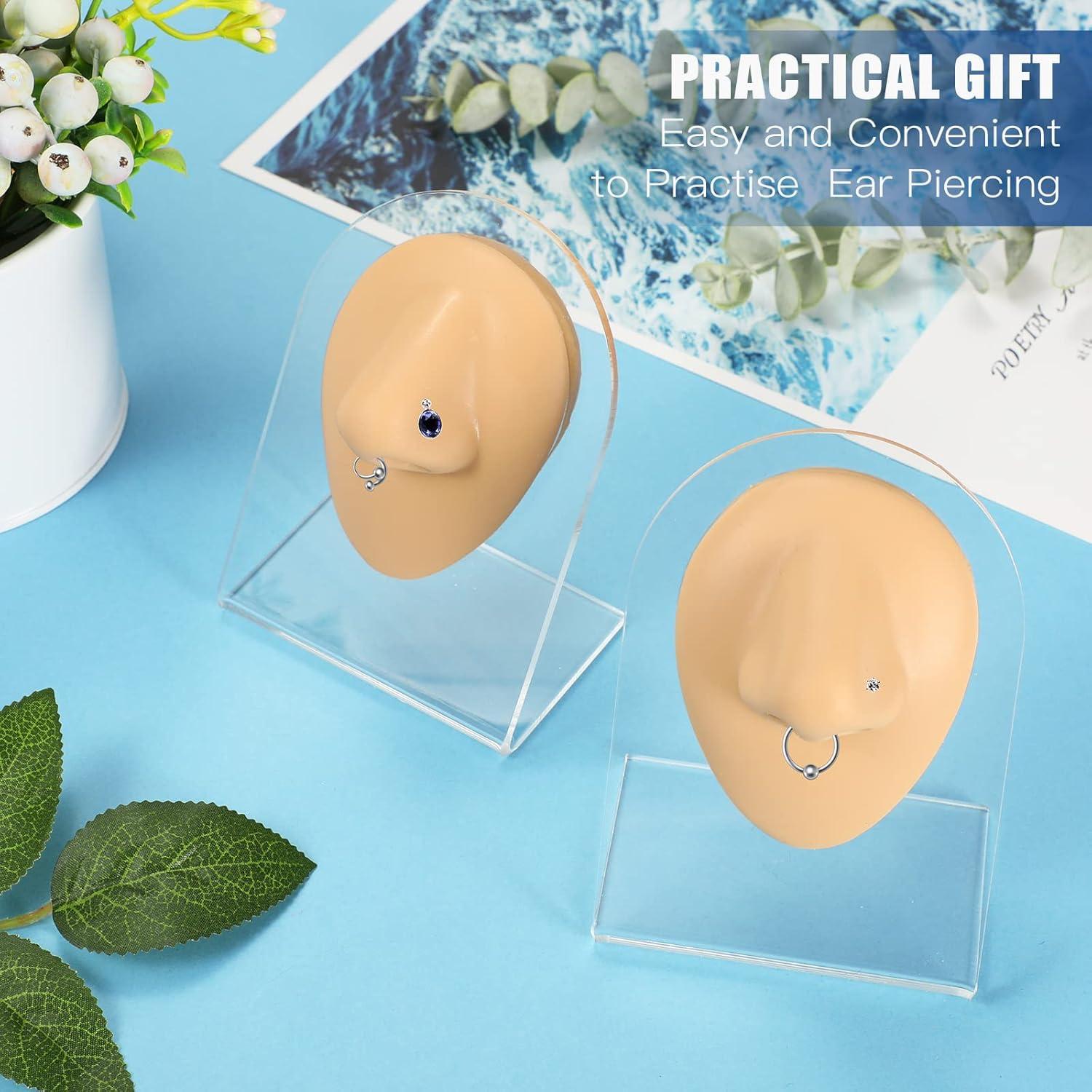 2 Piezas Nariz de Silicona Realista con Soporte Acrílico