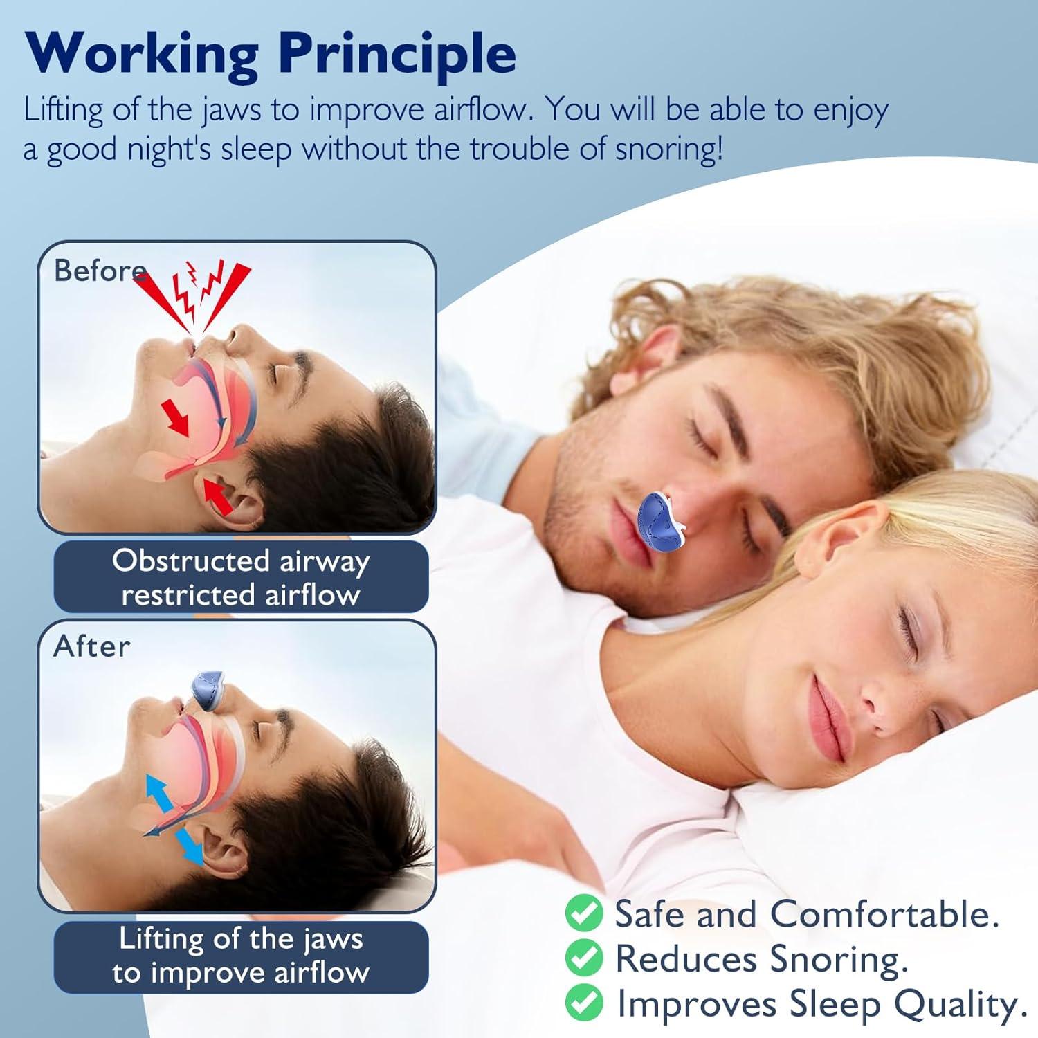 Dispositivo Anti Ronquidos NBF Azul, Ventilador Turbo Dual, Recargable