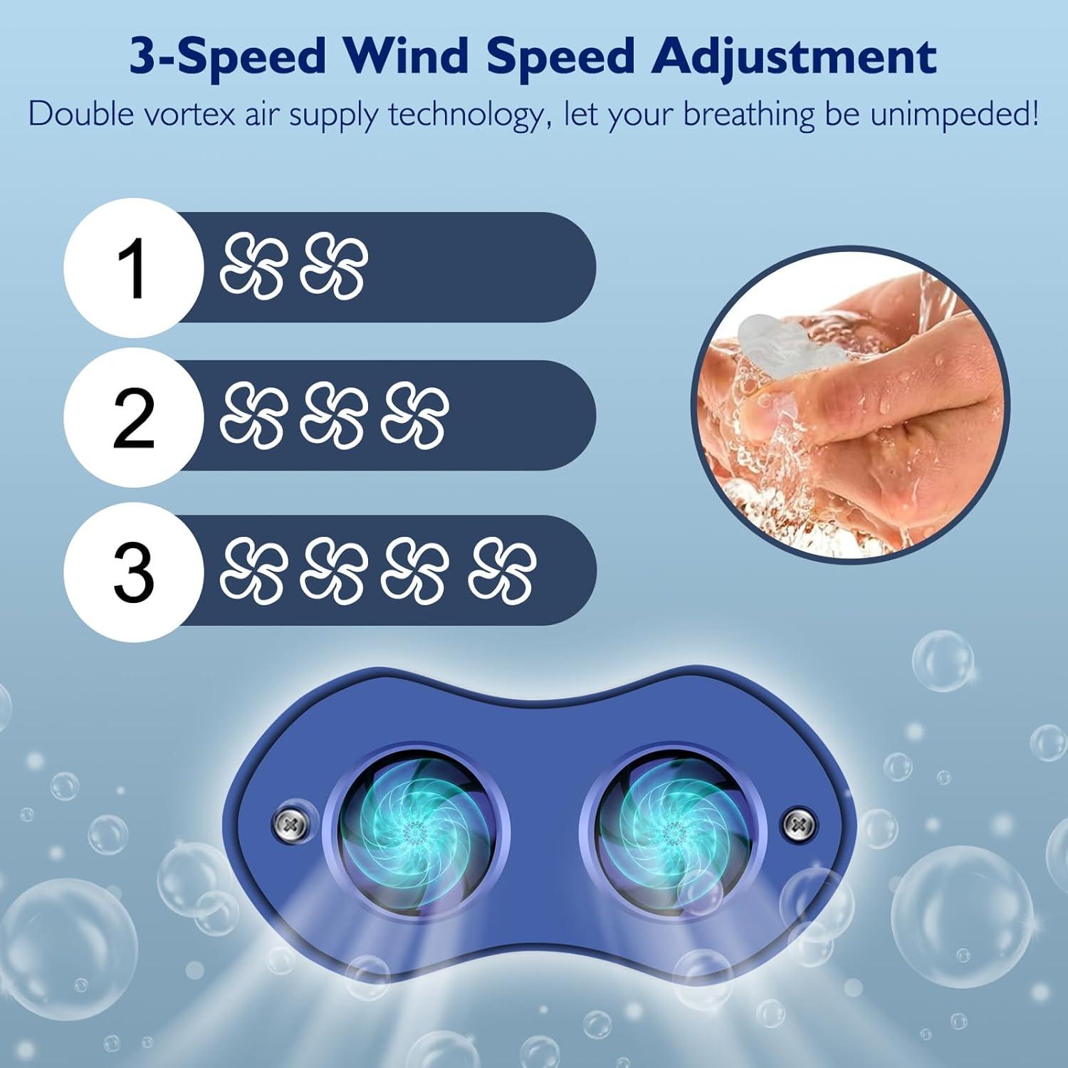 Dispositivo Anti Ronquidos NBF Azul, Ventilador Turbo Dual, Recargable