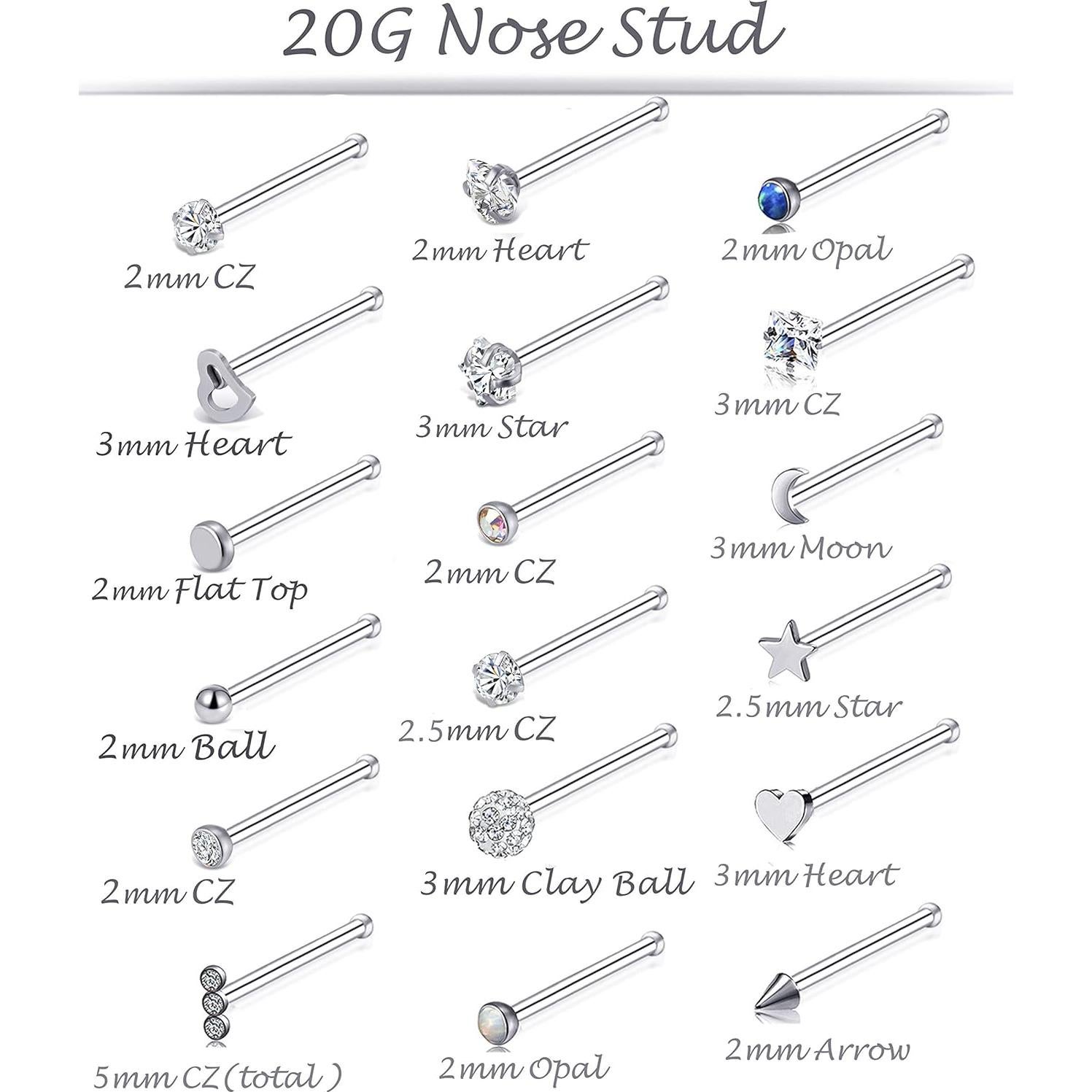 Tornito 20G 38 Piezas Tornillos Acero Inoxidable Joyería