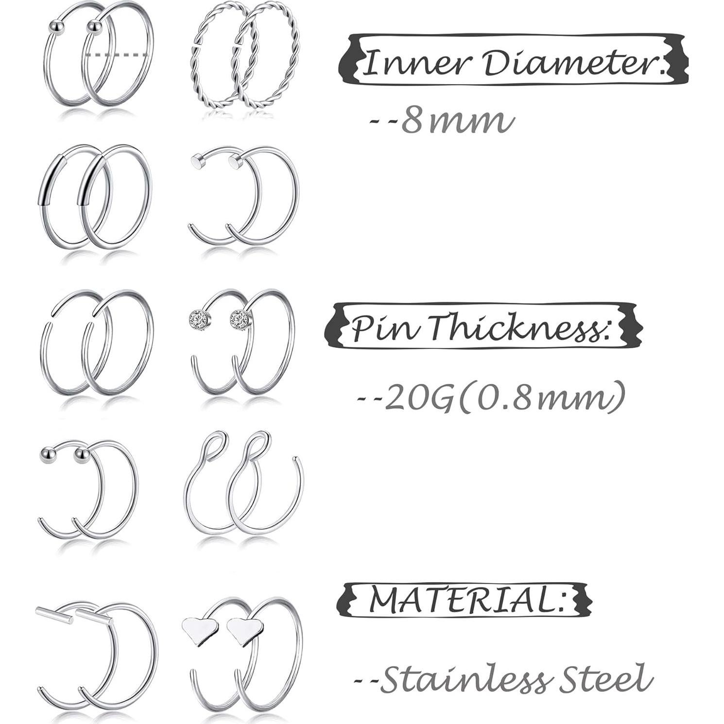 Tornito 20G 38 Piezas Tornillos Acero Inoxidable Joyería