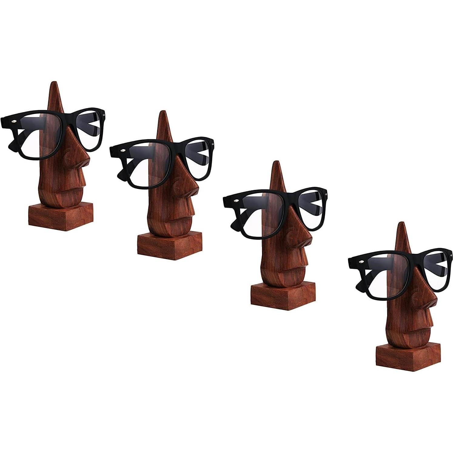 Conjunto de 4 Soportes de Gafas de Madera WhopperIndia 15 cm