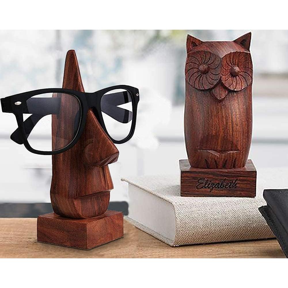Conjunto de 4 Soportes de Gafas de Madera WhopperIndia 15 cm