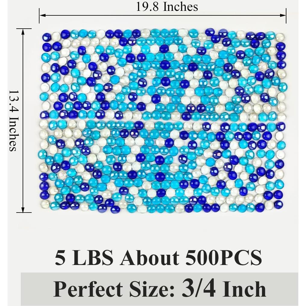Perlas de vidrio YISZM 2,27 kg azul mezclado para decoración