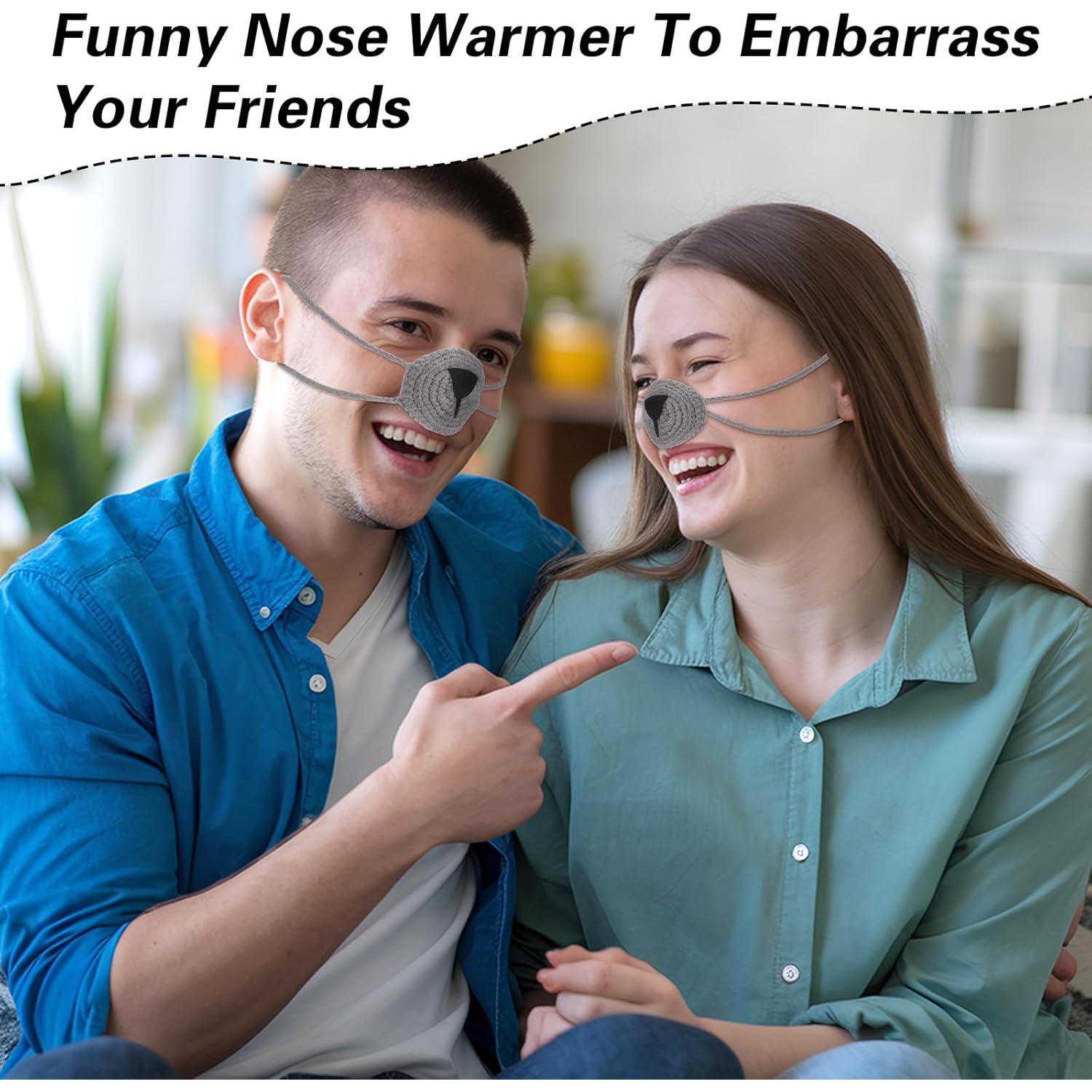 Calentador de Nariz de Crochet FunisFun Gris - Invierno Animal