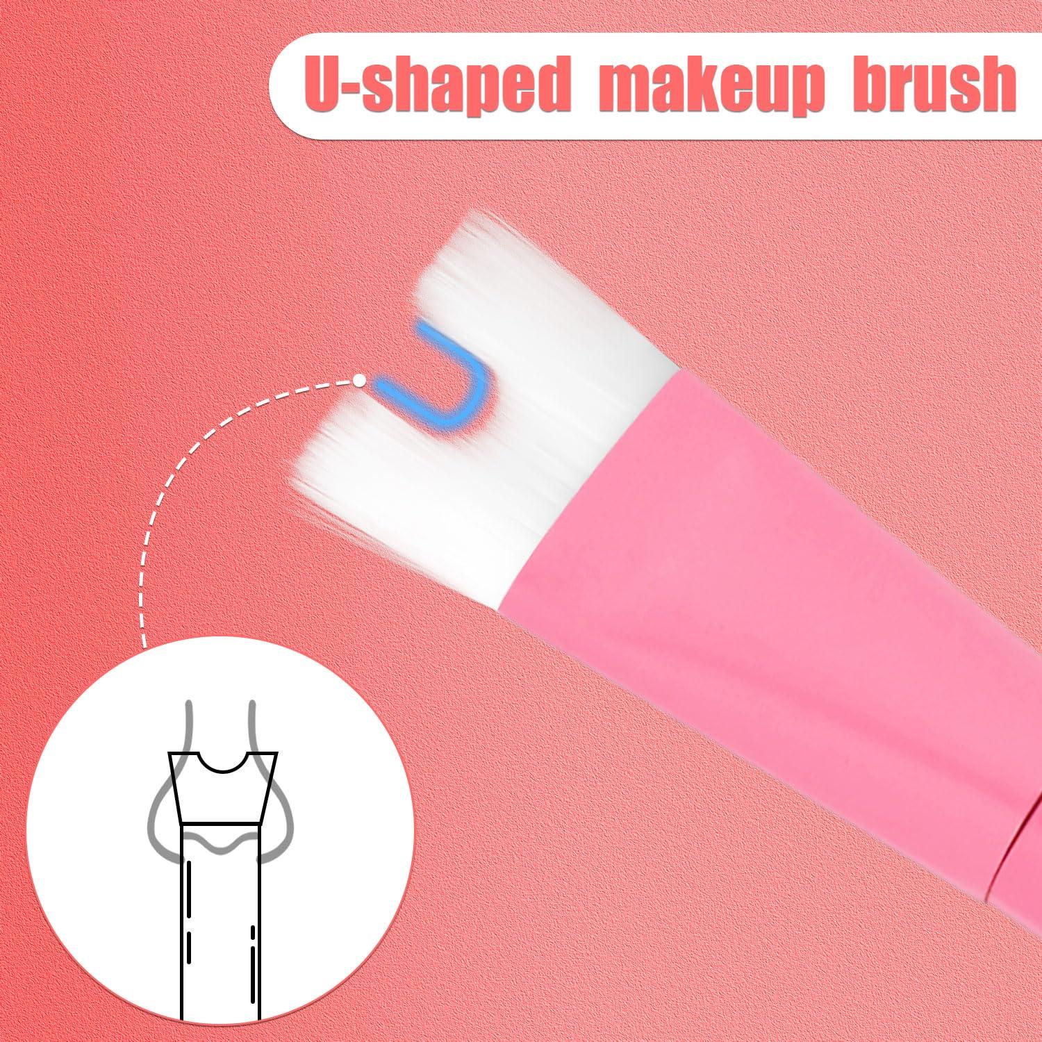 Brocha de Contorno de Nariz Doble NQEUEPN Rosa 13.5x3cm