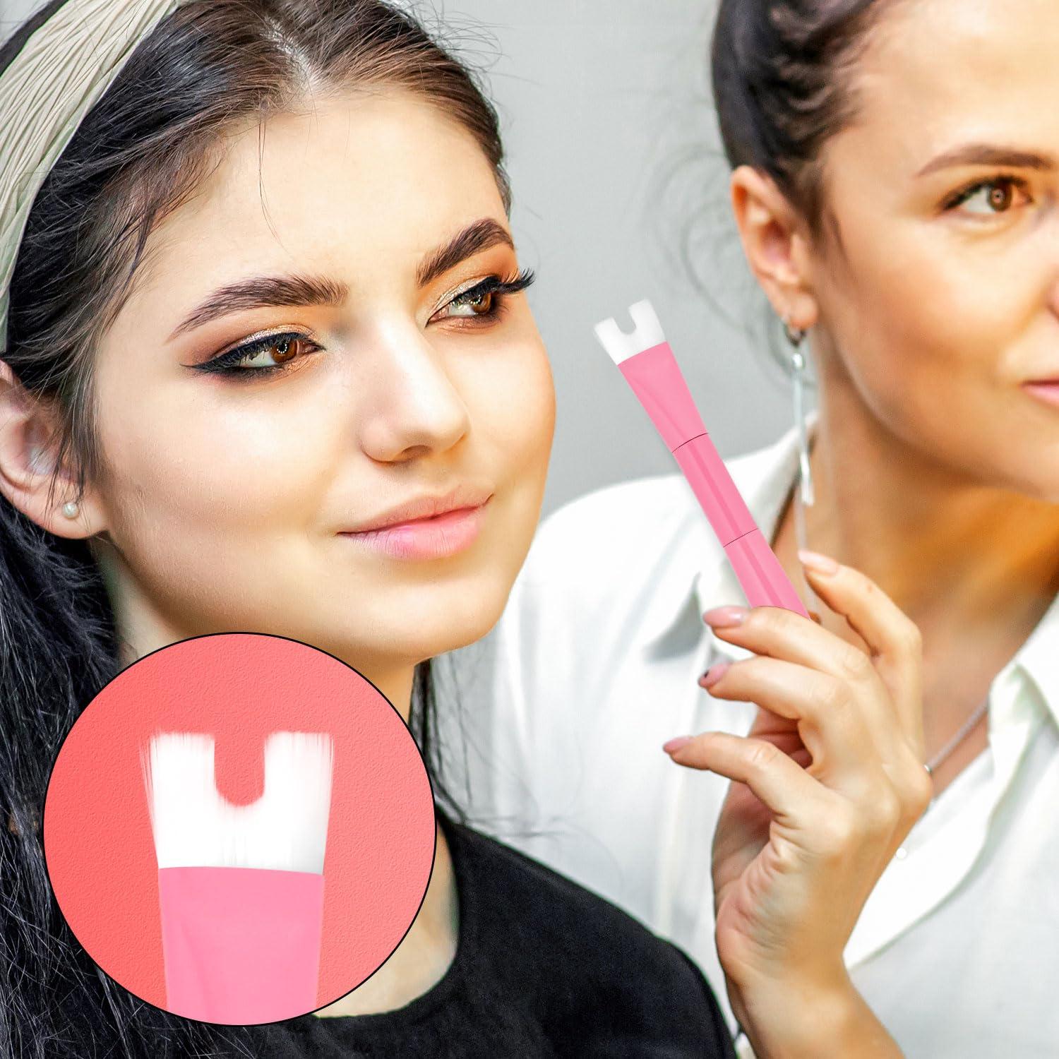 Brocha de Contorno de Nariz Doble NQEUEPN Rosa 13.5x3cm