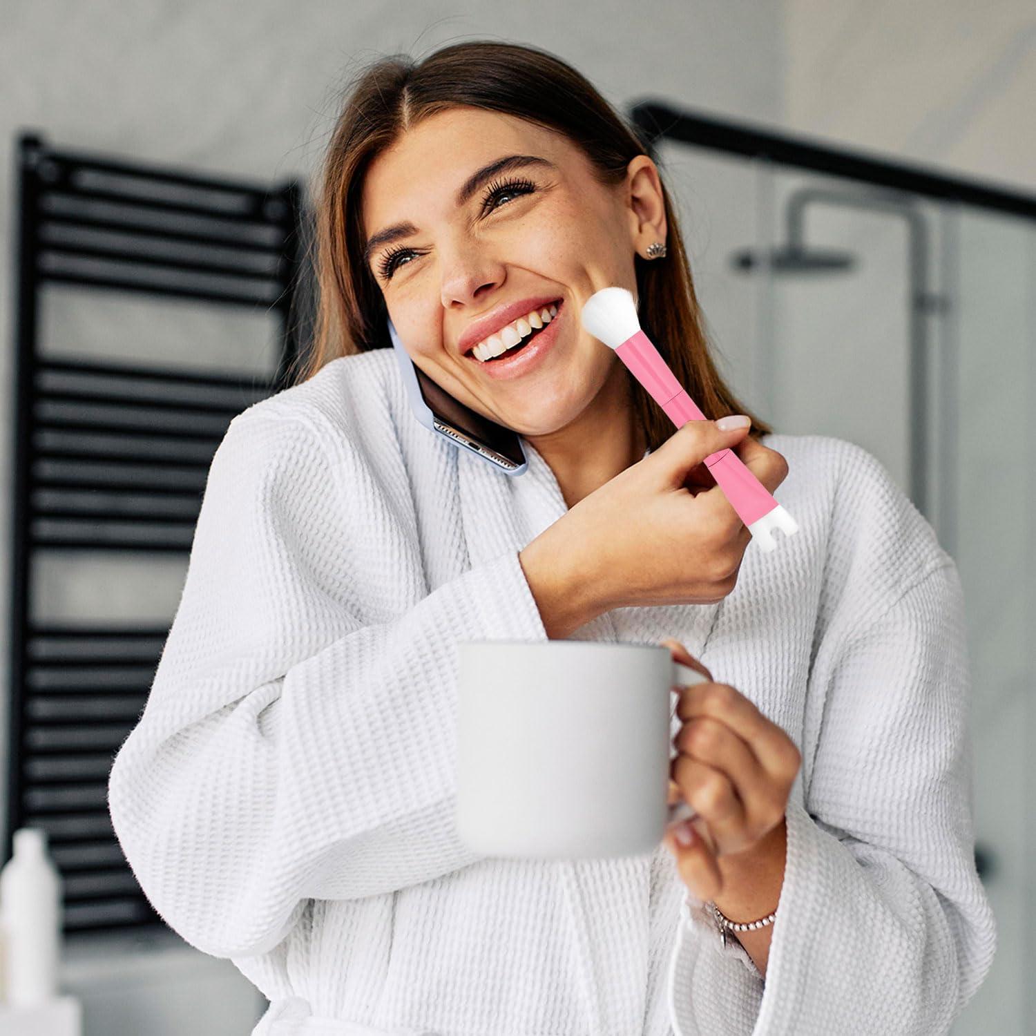 Brocha de Contorno de Nariz Doble NQEUEPN Rosa 13.5x3cm