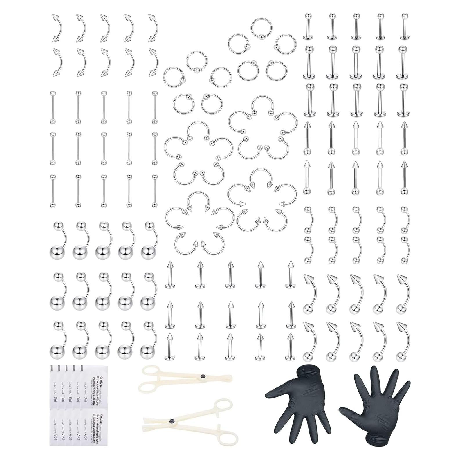 Juego de Joyería de Piercing Corporal 142 Piezas Ubjuliwa