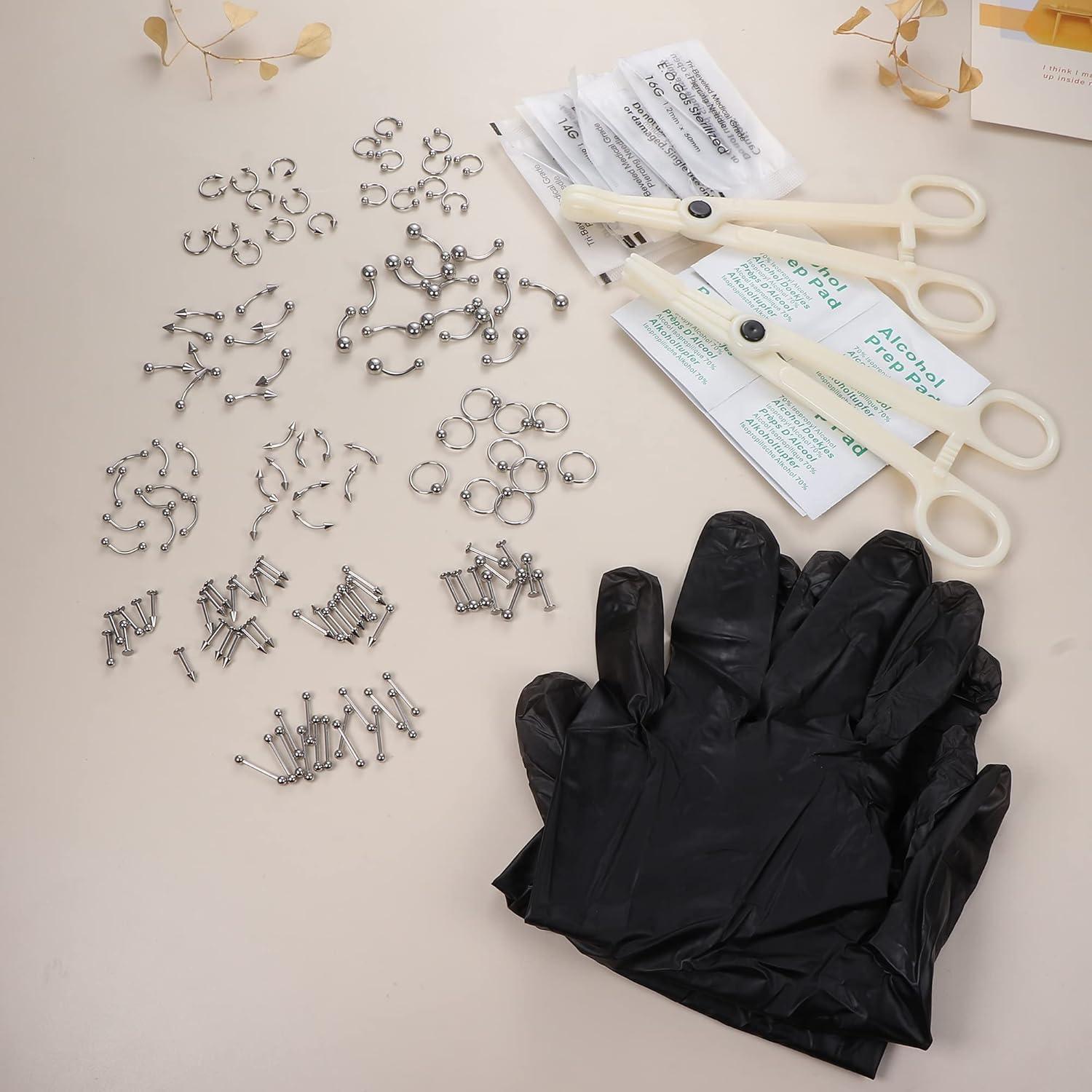 Juego de Joyería de Piercing Corporal 142 Piezas Ubjuliwa