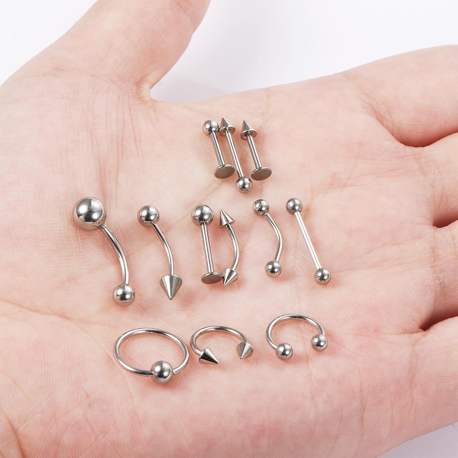 Juego de Joyería de Piercing Corporal 142 Piezas Ubjuliwa