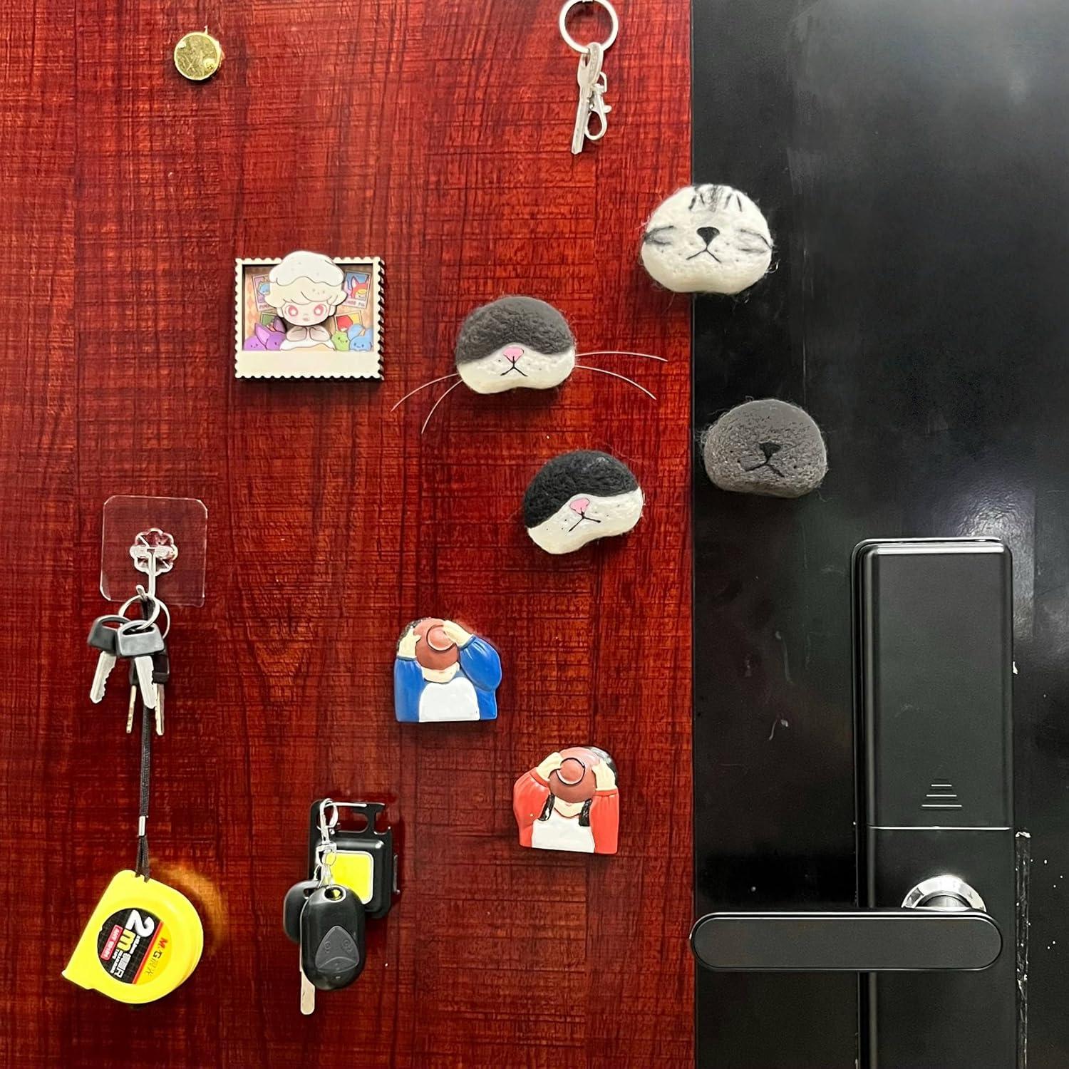 Colección Bigotes de Gato Imán de Nevera Hecho a Mano 7.1x5.6cm