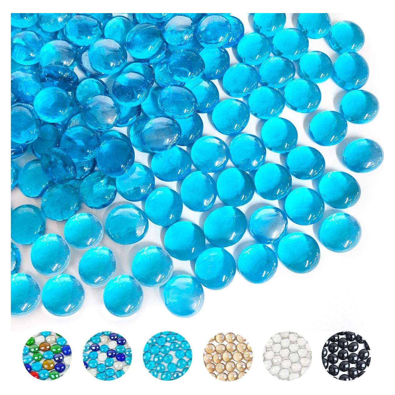 Perlas de vidrio YISZM 100 piezas decorativas azul claro