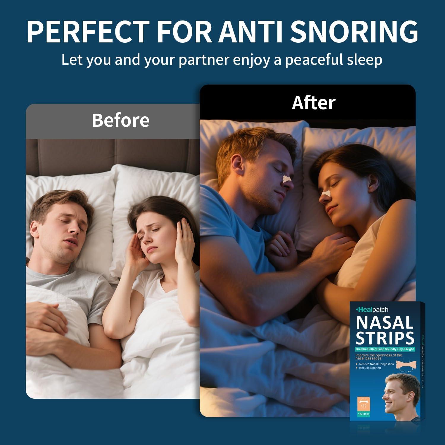 Tiras Nasales Healpatch 120 Unidades para Ronquidos y Congestión