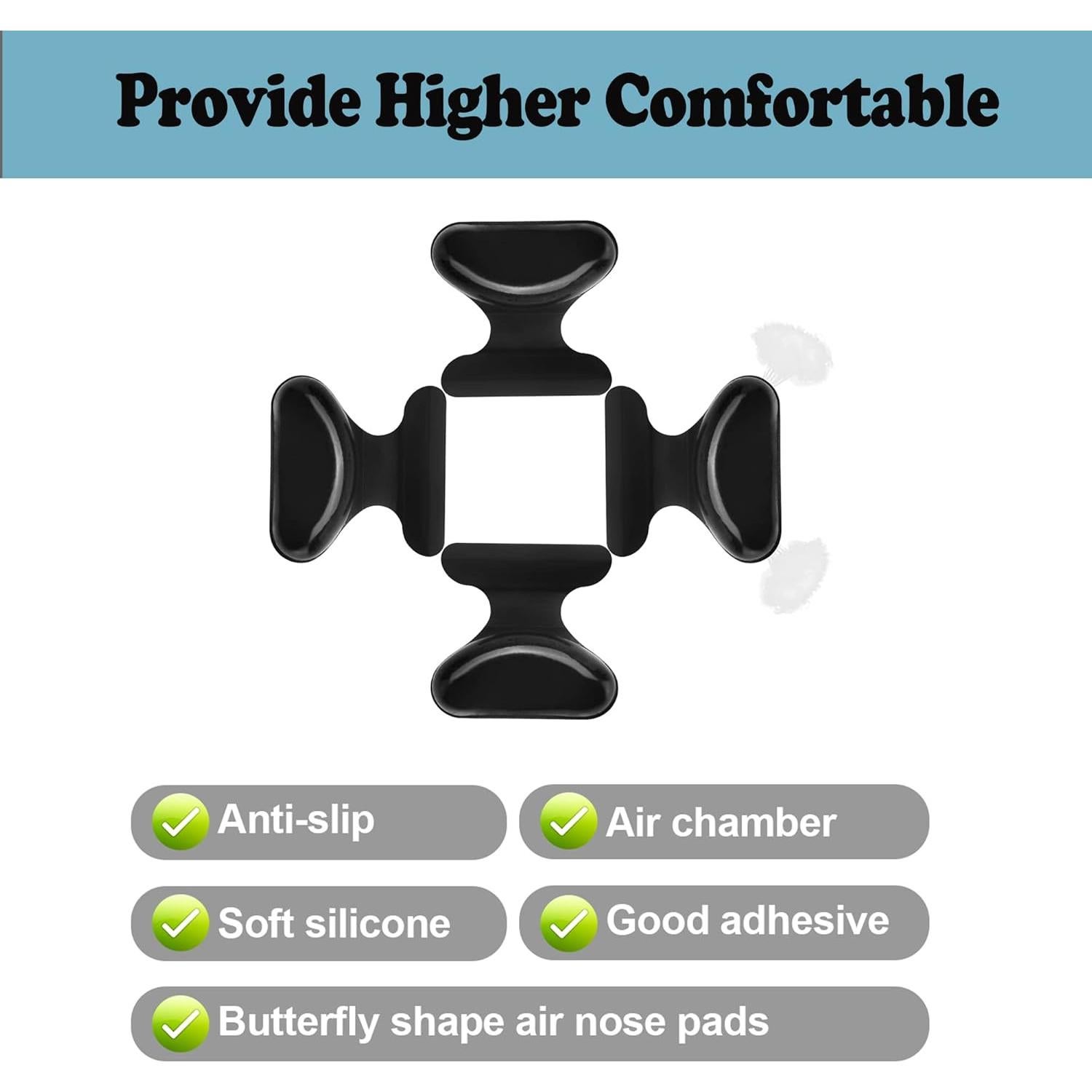 Almohadillas de Nariz Adhesivas Silicona Suave 12 Pares Negro 2.5mm