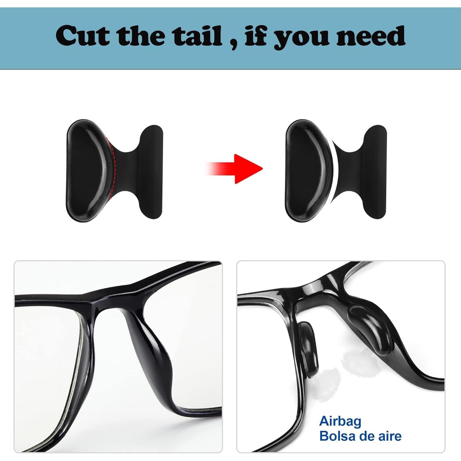 Almohadillas de Nariz Adhesivas Silicona Suave 12 Pares Negro 2.5mm