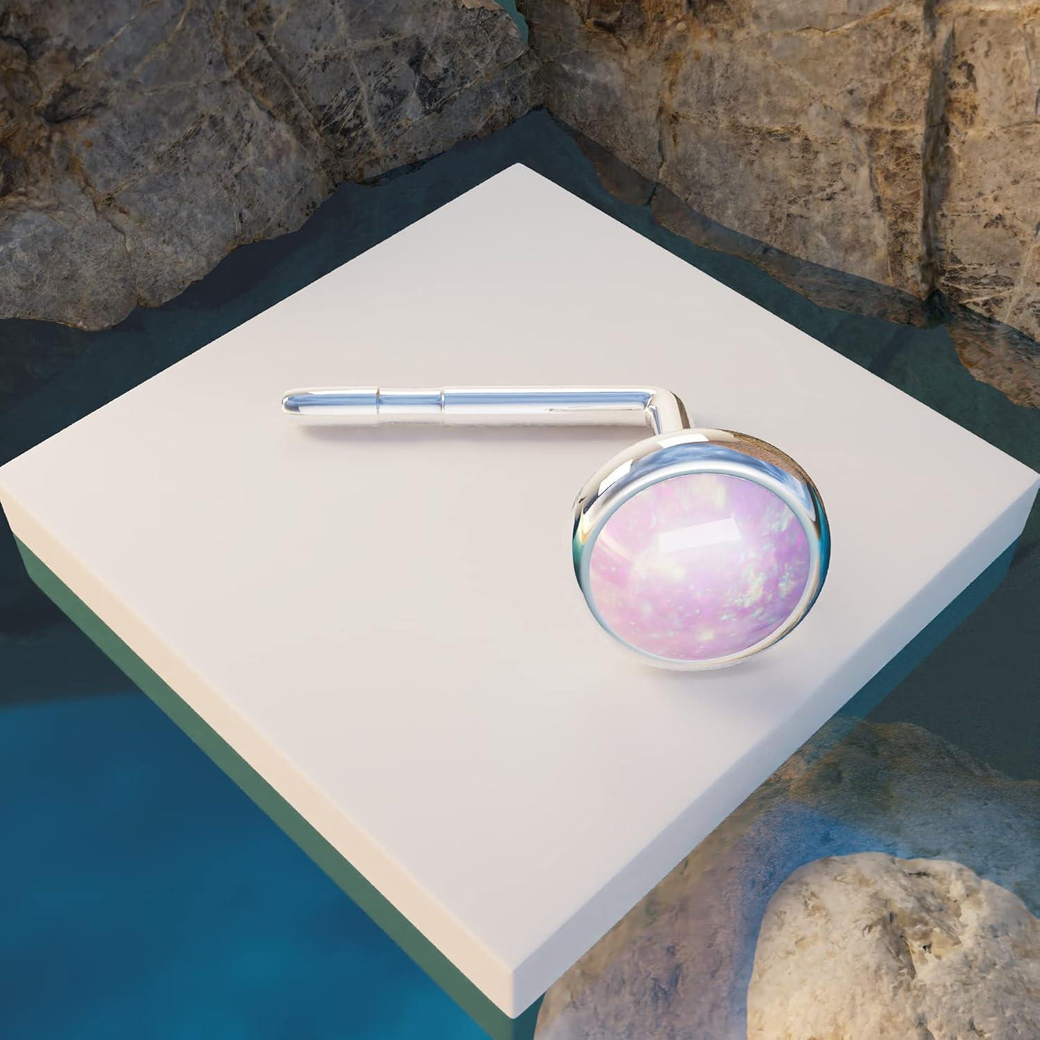 Stud de Nariz de Ópalo Rosa 3mm Plata Esterlina 925