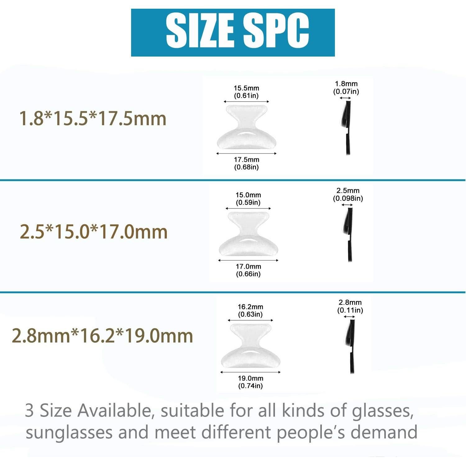 Almohadillas de nariz antideslizantes SAIGO 1.8mm negras - 13 pares