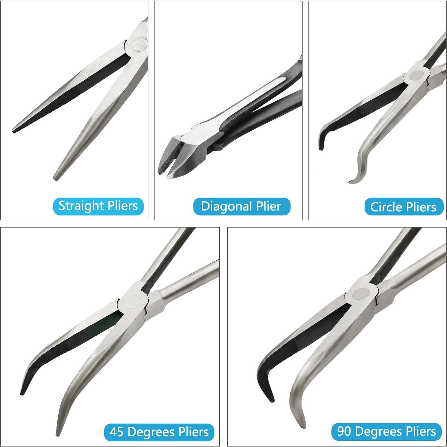 Juego de 5 Alicates de Punta Larga MFBJXC 27.94 cm Ergonómicos