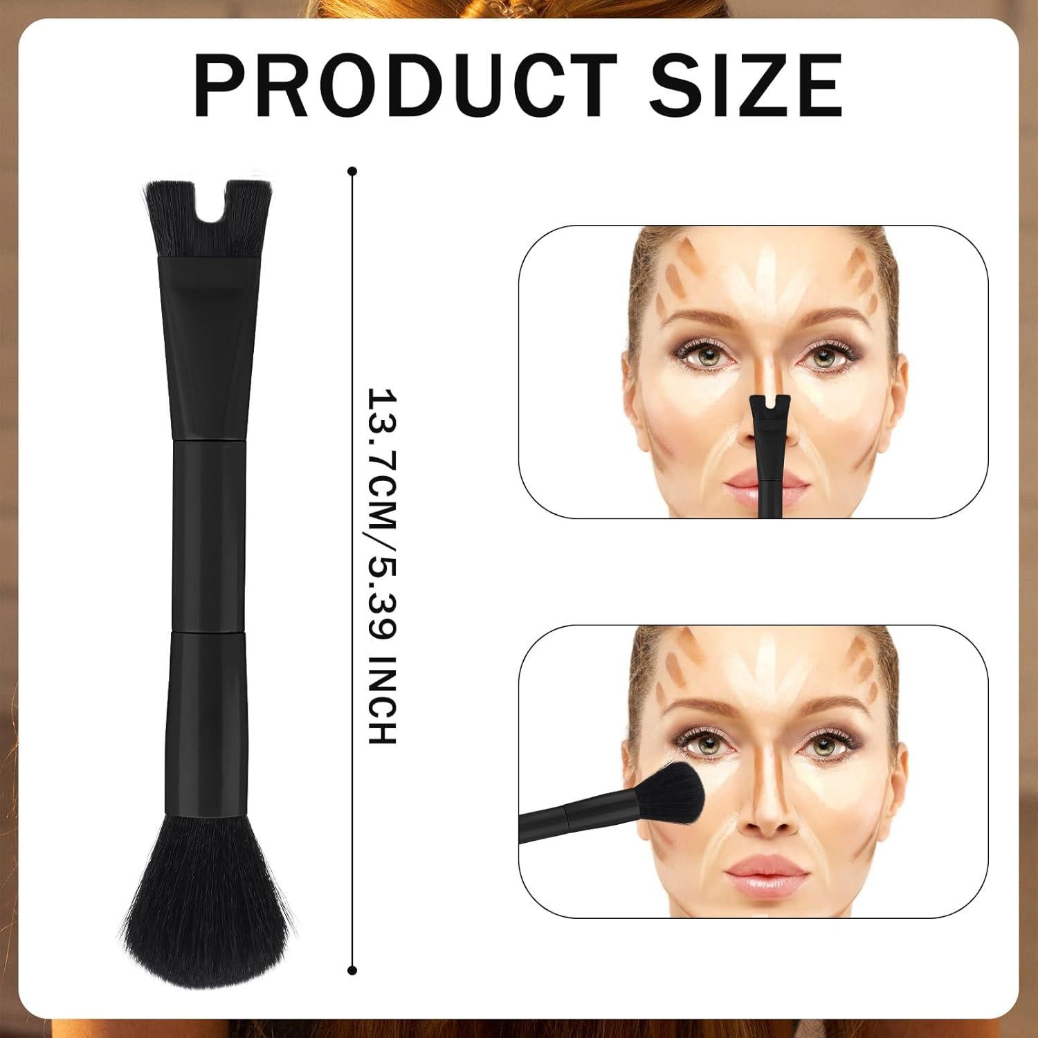 Brocha de Maquillaje para Nariz Doble Punta 13.7cm - Todo Negro