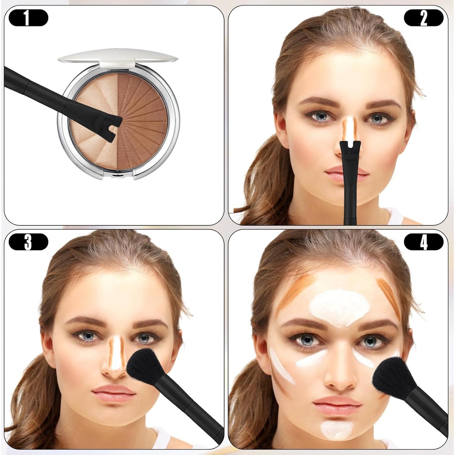 Brocha de Maquillaje para Nariz Doble Punta 13.7cm - Todo Negro