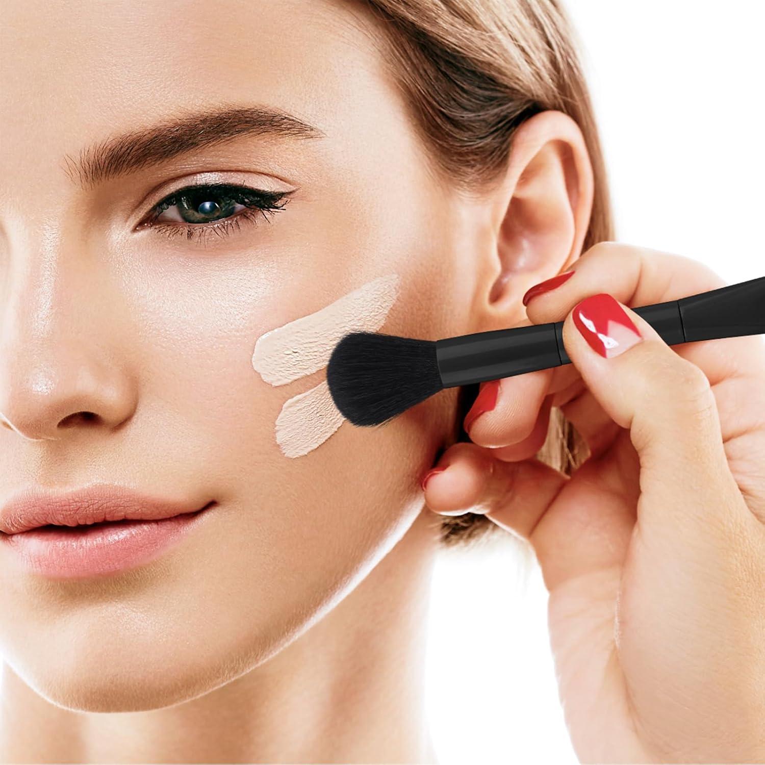 Brocha de Maquillaje para Nariz Doble Punta 13.7cm - Todo Negro