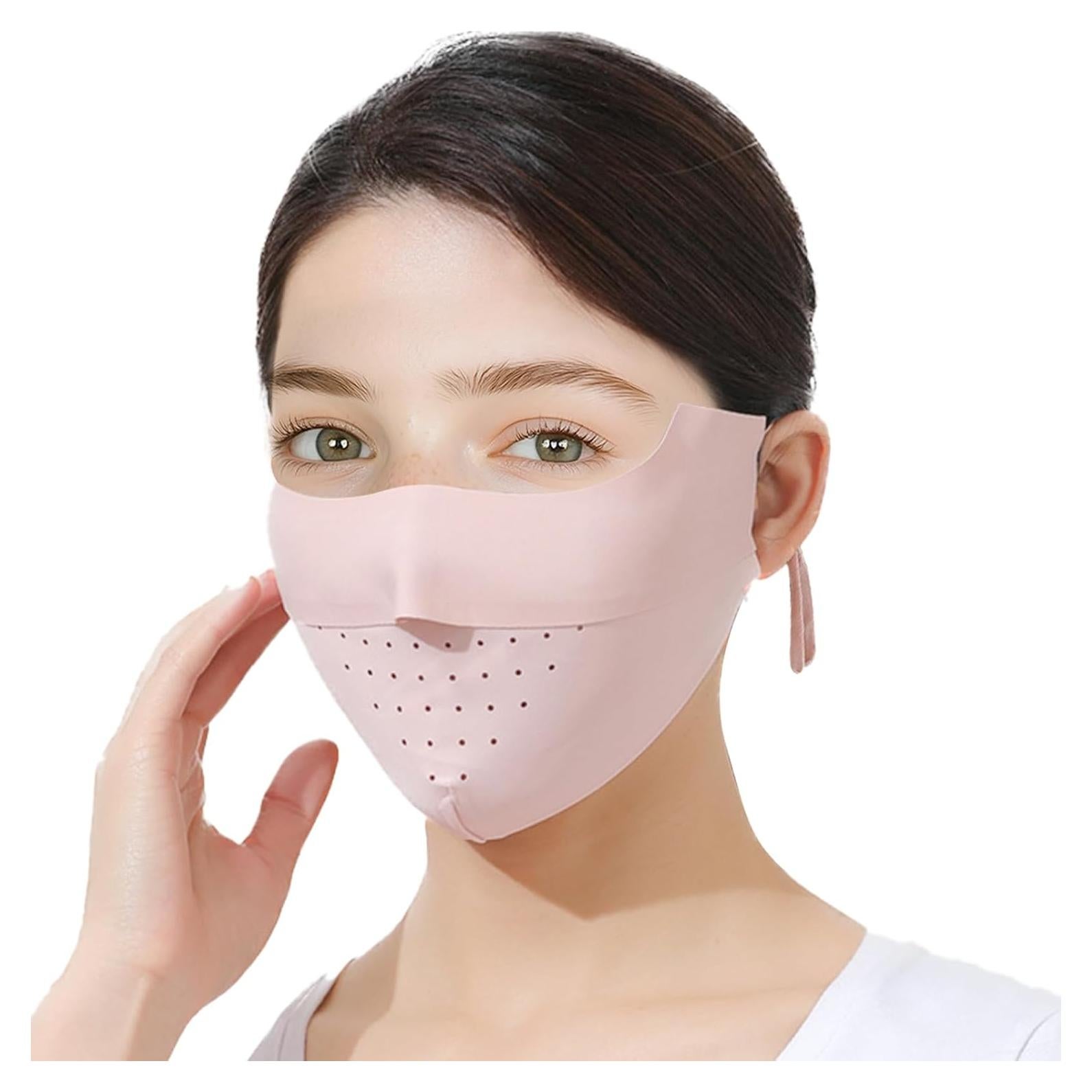 Máscara Facial Solar UPF 50+ Agorizeo Rosa Ajustable Reutilizable