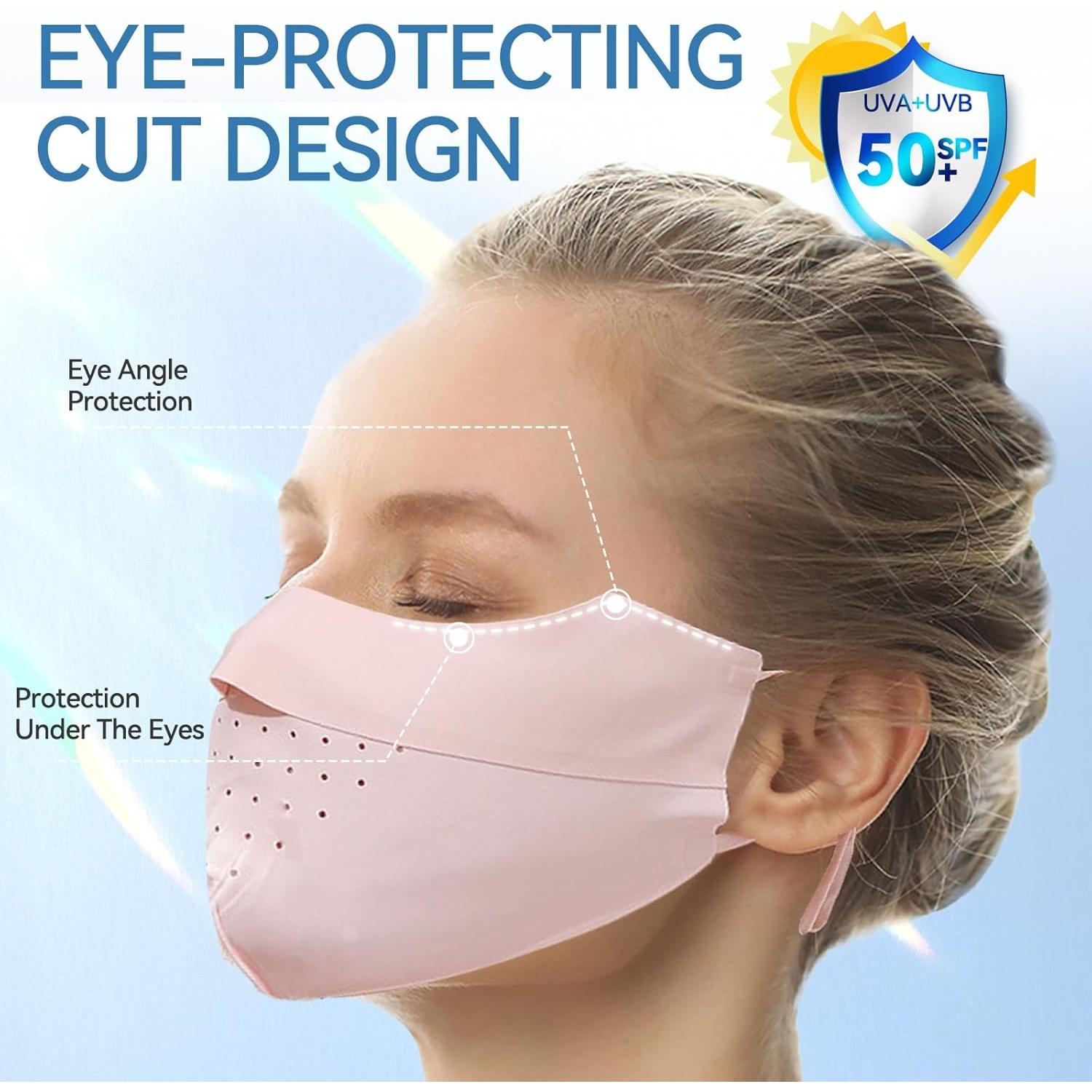 Máscara Facial Solar UPF 50+ Agorizeo Rosa Ajustable Reutilizable